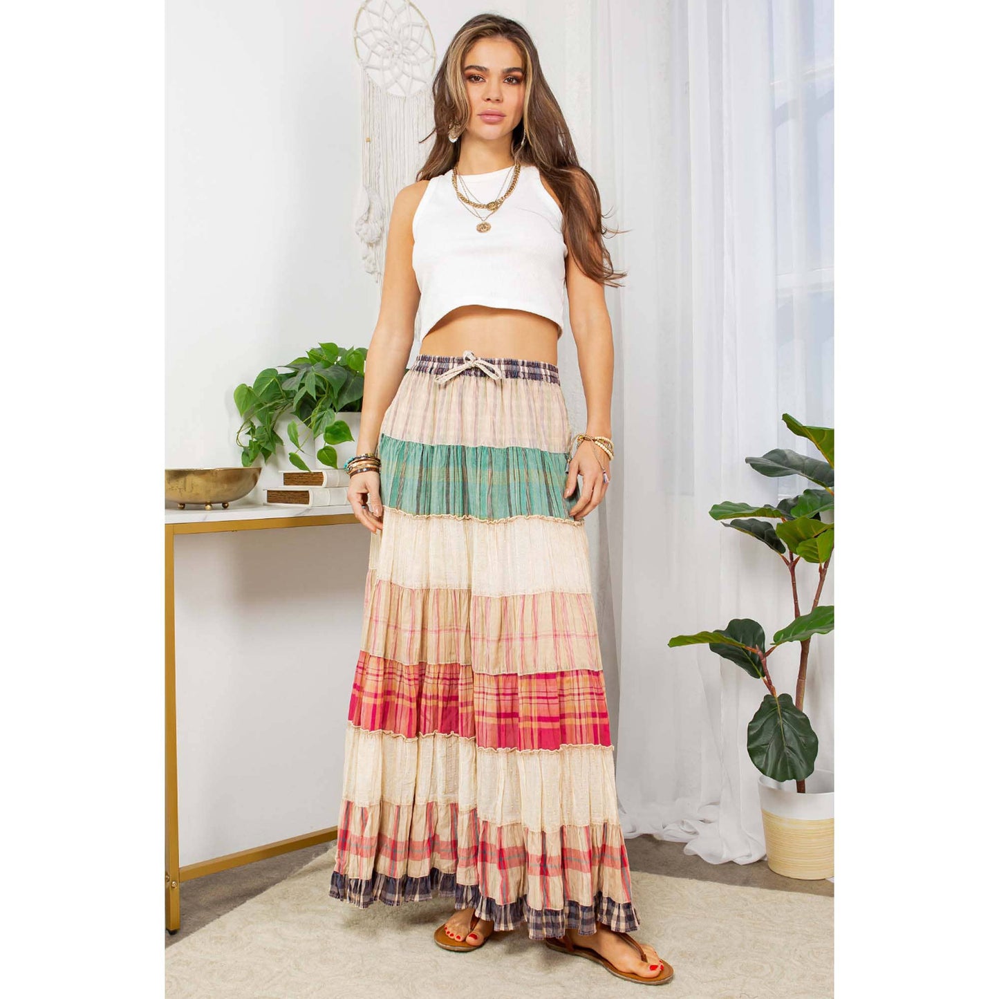 Unique Crinkled Tiered Skirt