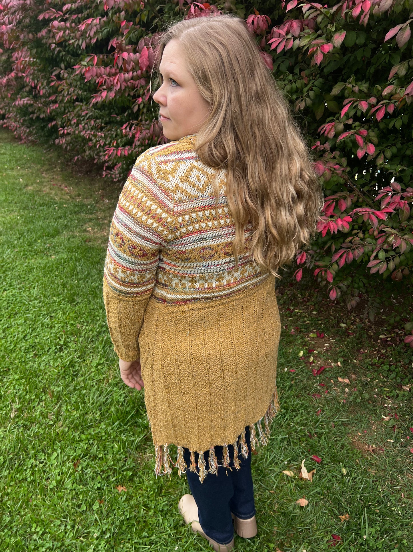 Mustard Tribal Print Cardigan