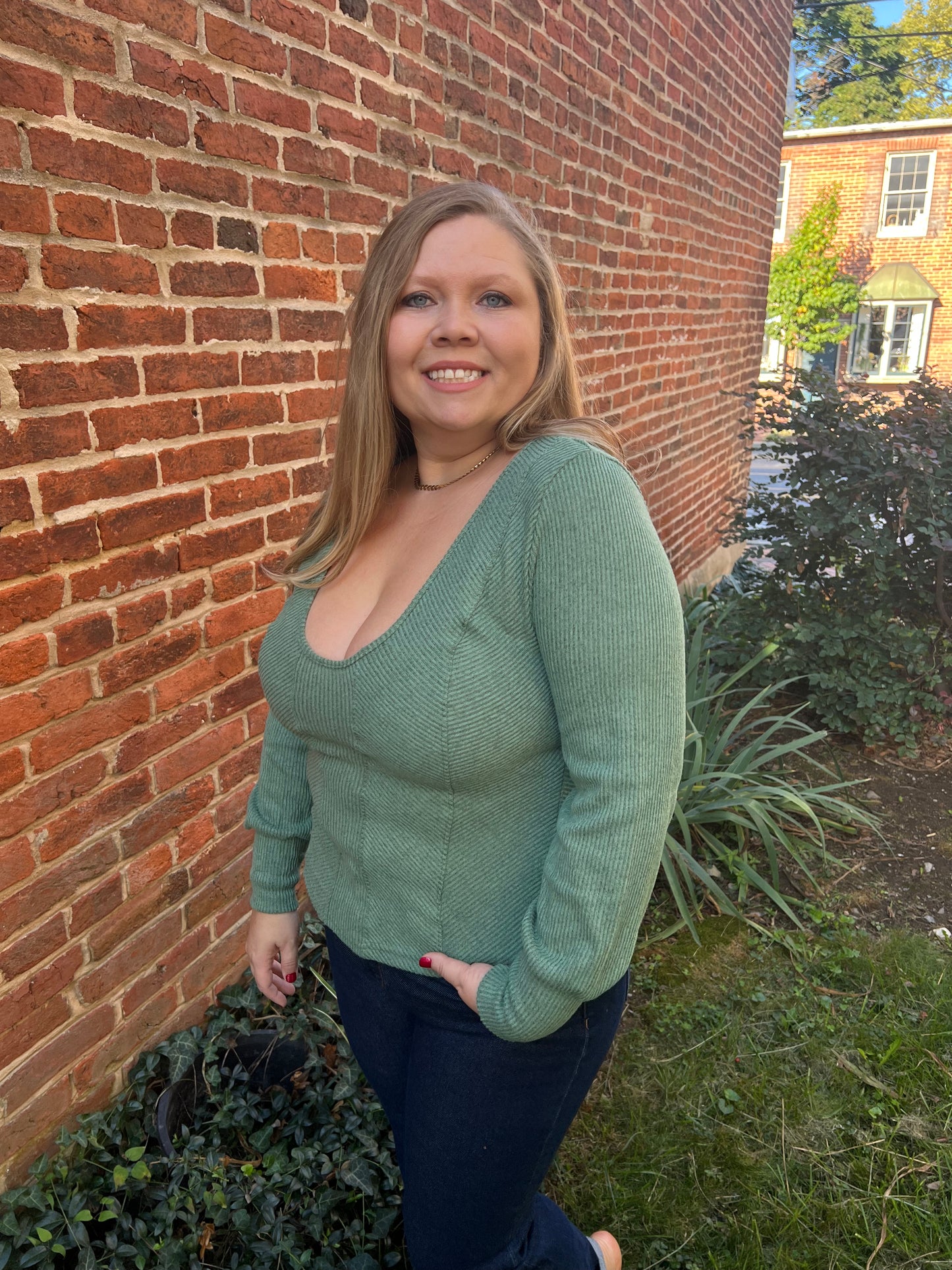 Sage Green Thick Ribbed Top