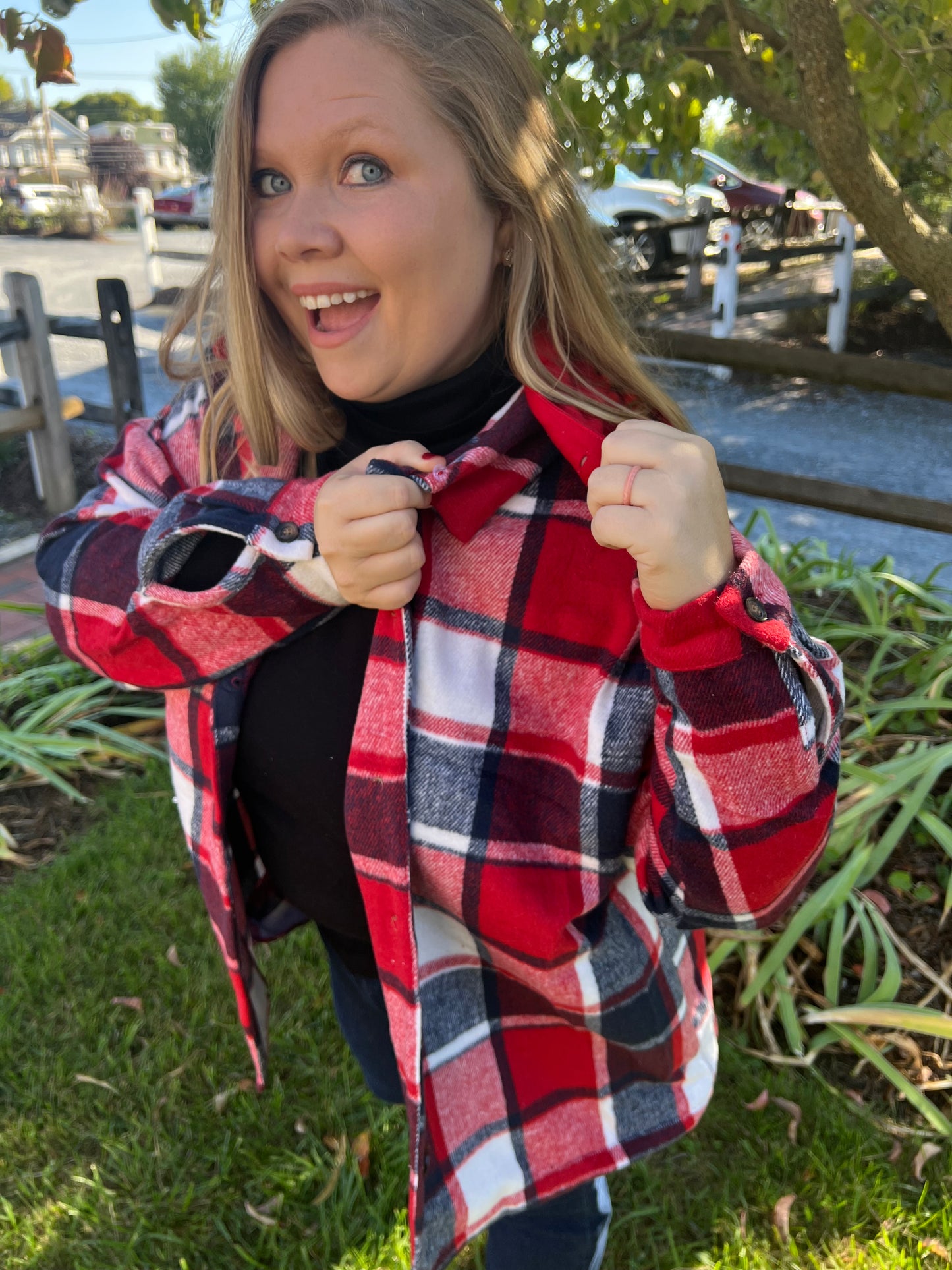 Bright Red Plaid Shacket