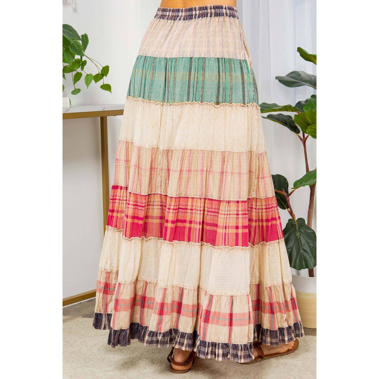 Unique Crinkled Tiered Skirt