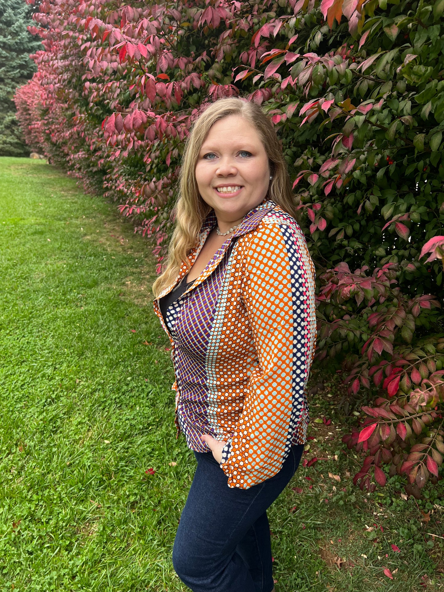 Multi-Color Dotty Vertical Strip Shirt