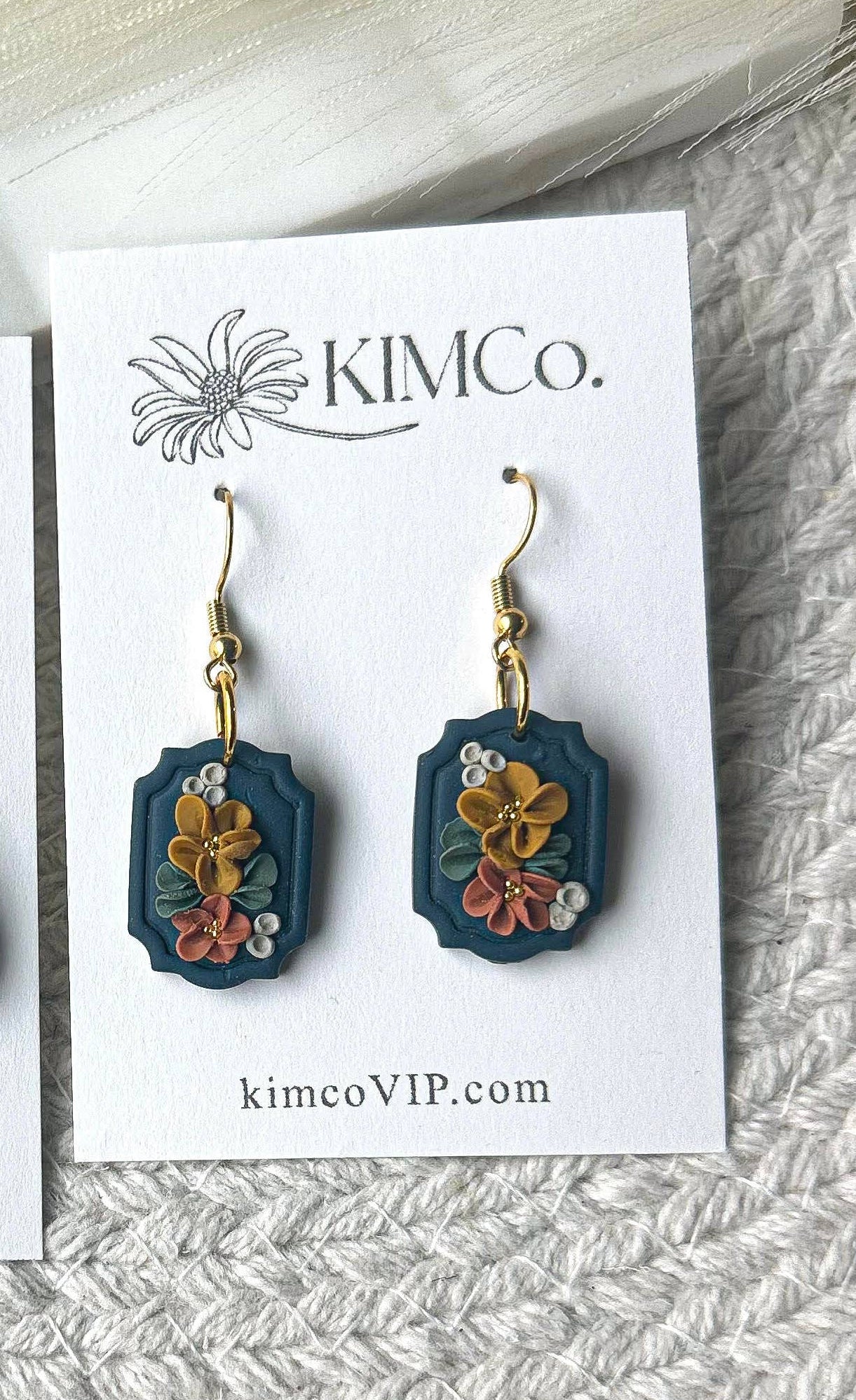 Teal Intricate Floral Earrings