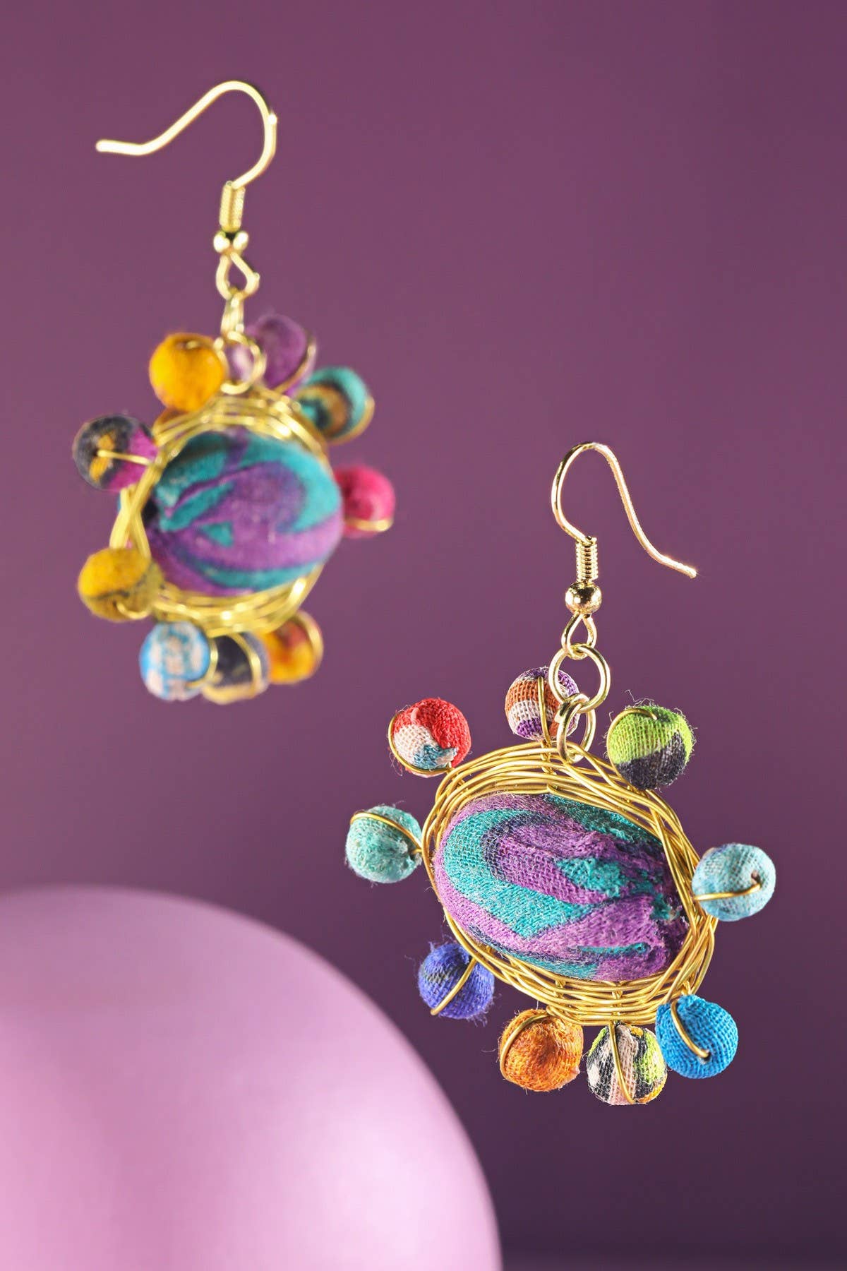 Handmade Oval Cluster Bead Earrings