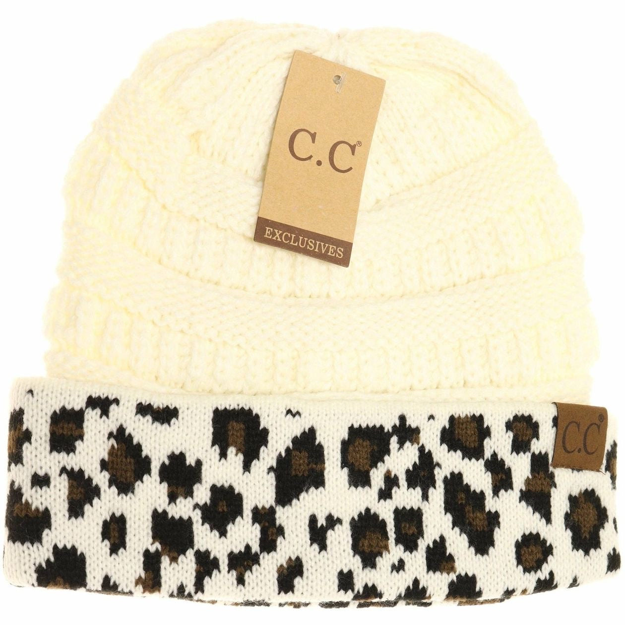 Matching Cuff Leopard Print C.C. Beanie