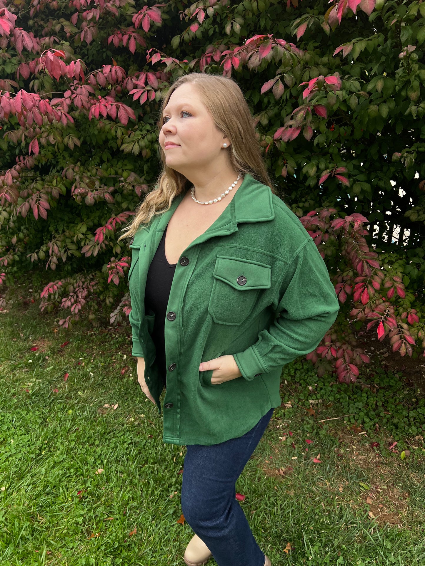 Green Fleece Shacket