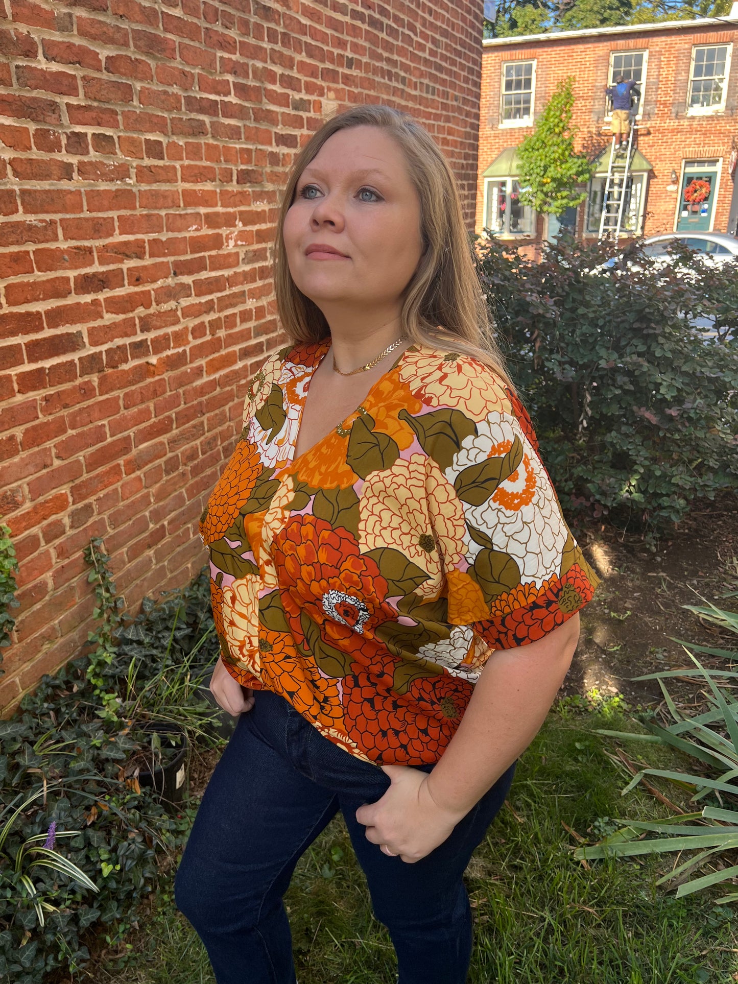 Shades of Orange Mums Top