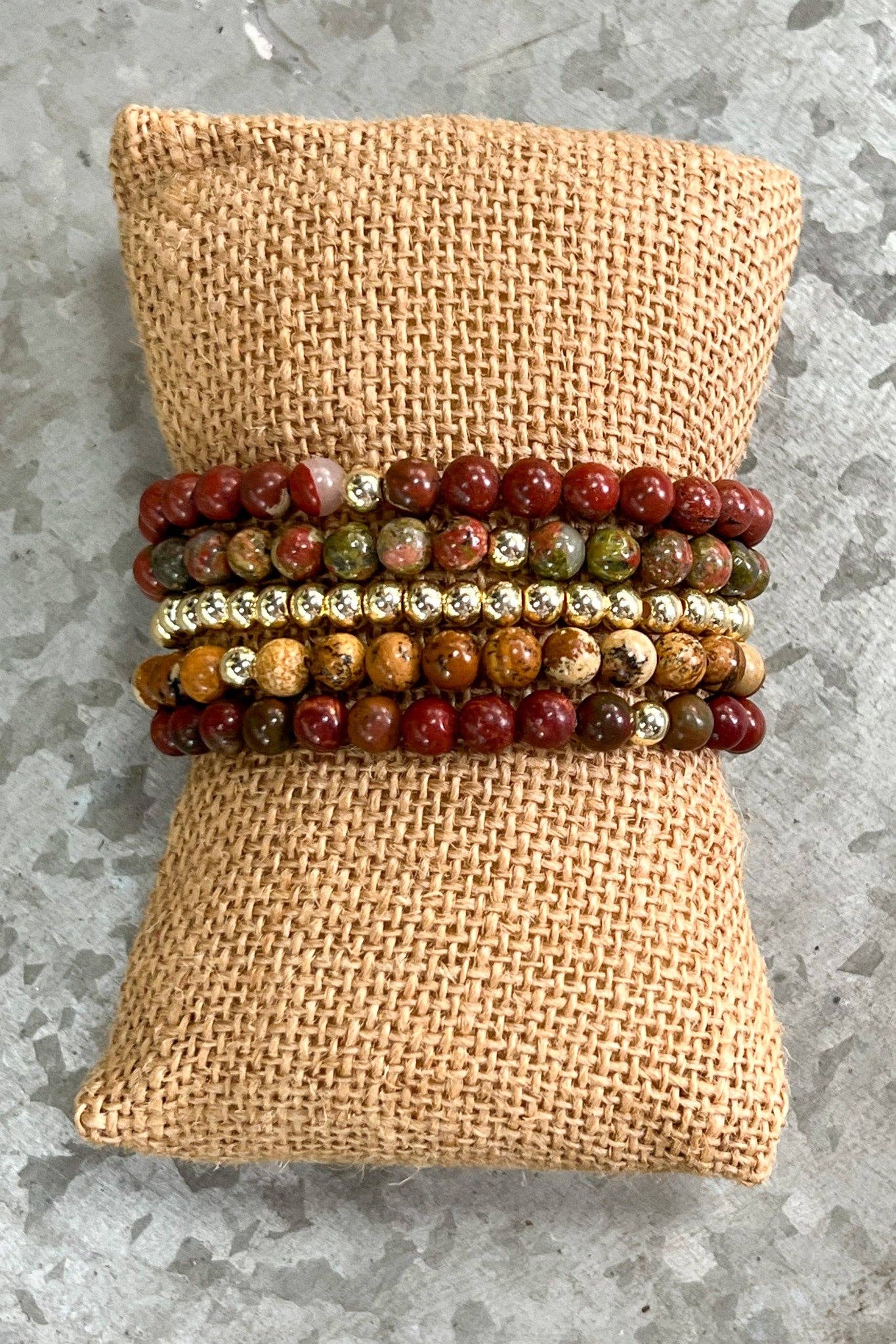 Giada Bracelet Set Unakite/Gold