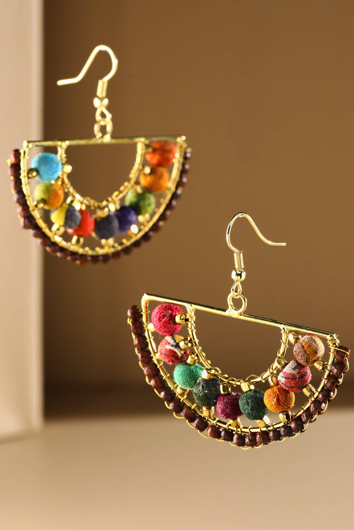 Handmade Fan Shaped Brass Wire Earrings