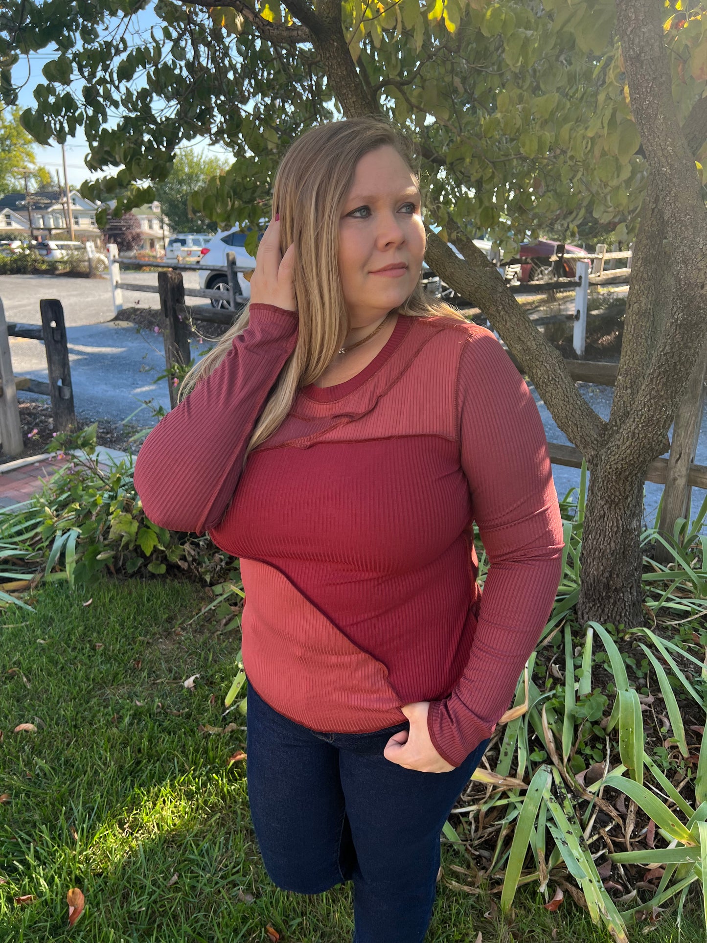 Burgundy Geometric Top