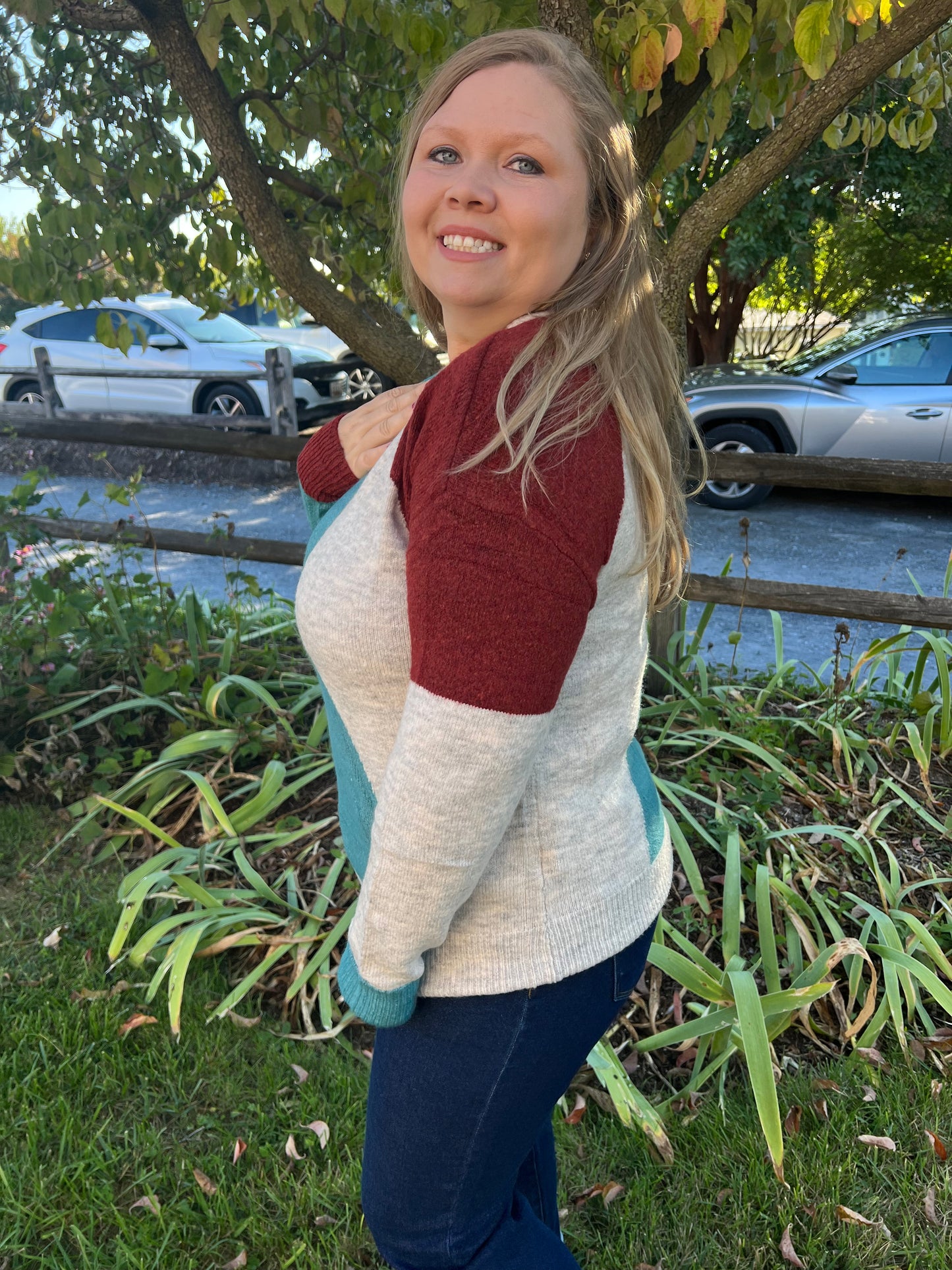 Bright Teal Curve Sweater