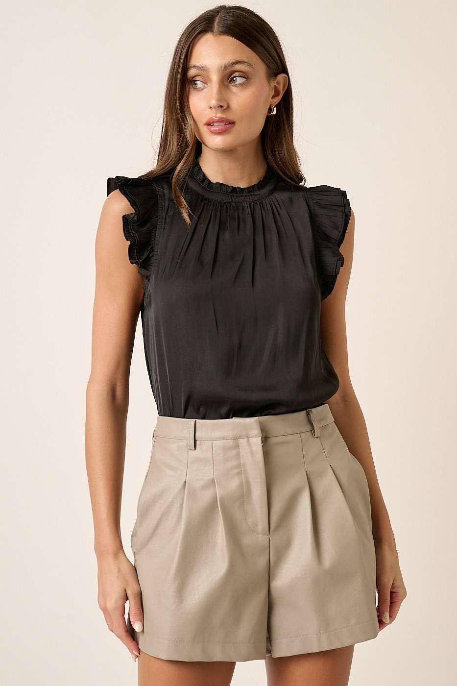 Black Stain Ruffle Blouse