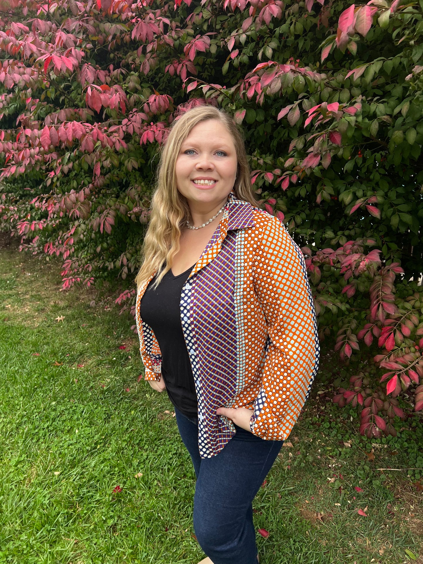 Multi-Color Dotty Vertical Strip Shirt