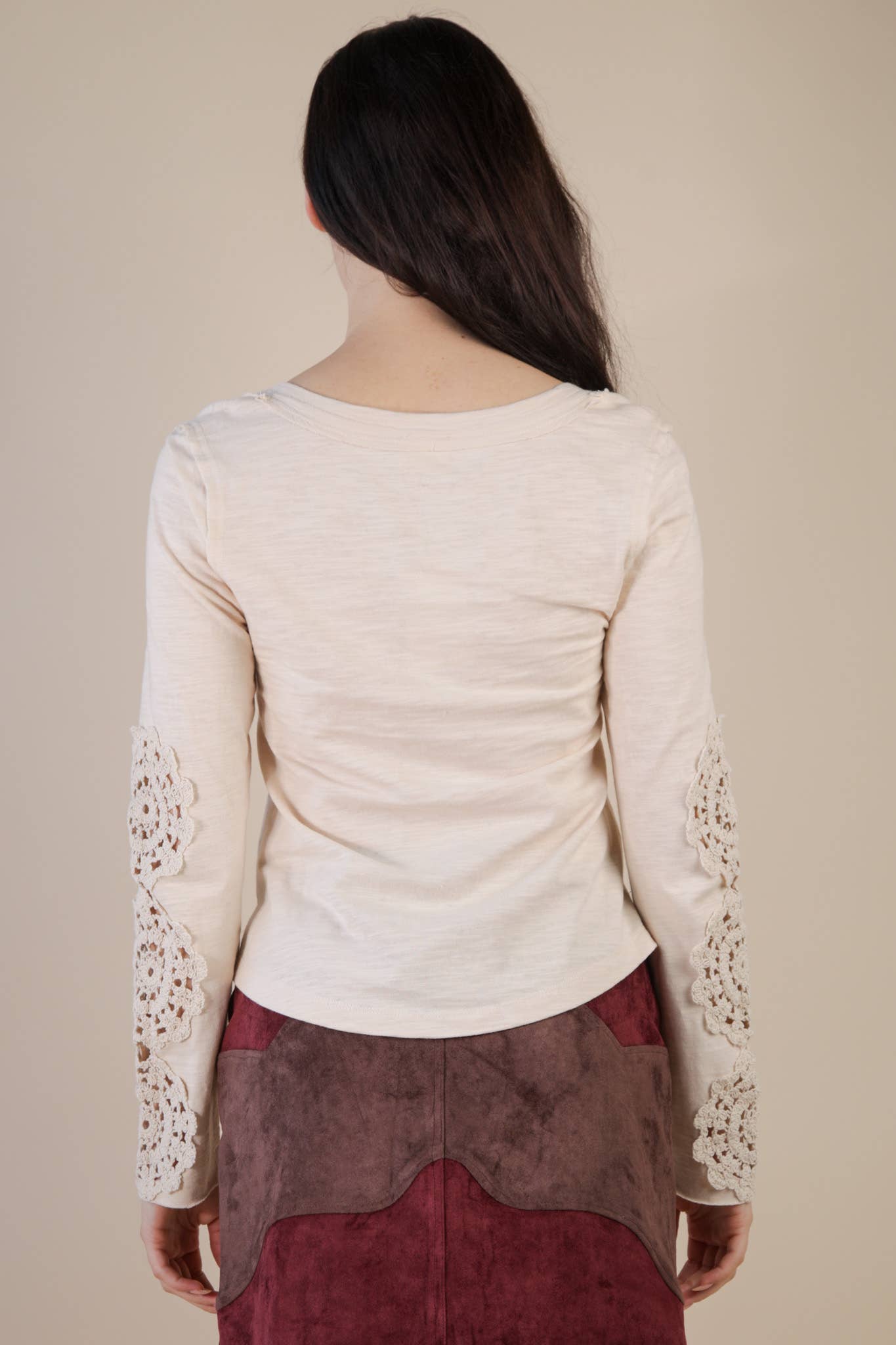 Claire's Cream Lace Trim Solid Knit