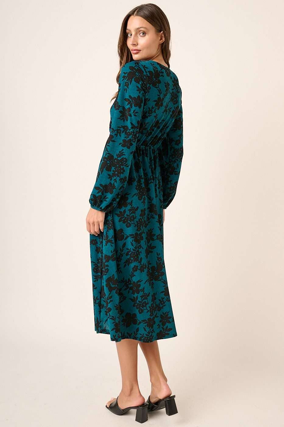Jovie's Teal Surplice Midi Dress