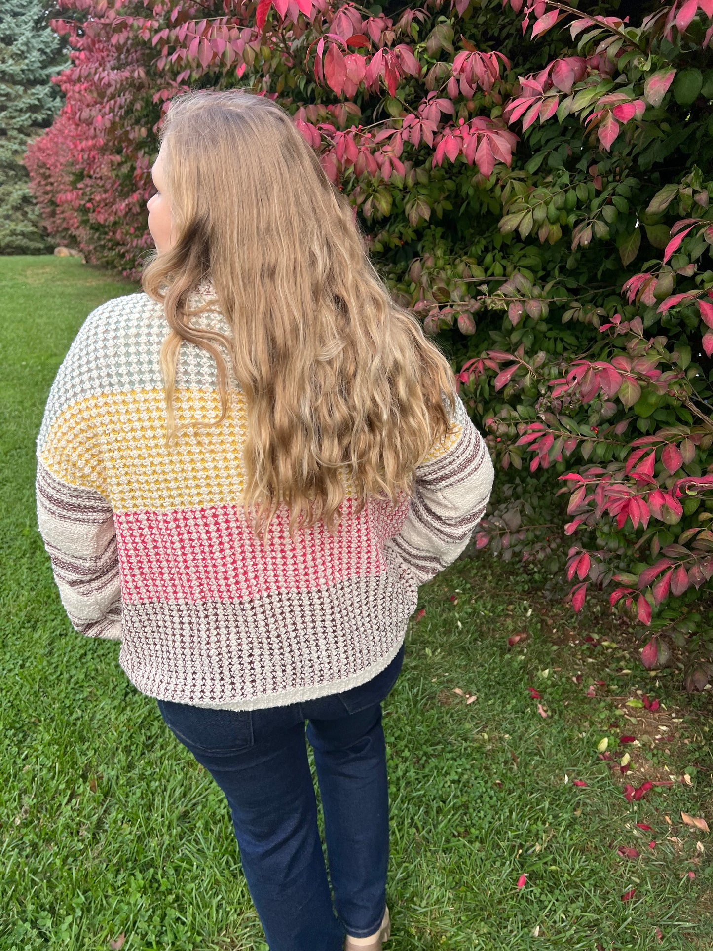 Multi-Color Block Puff Sweater