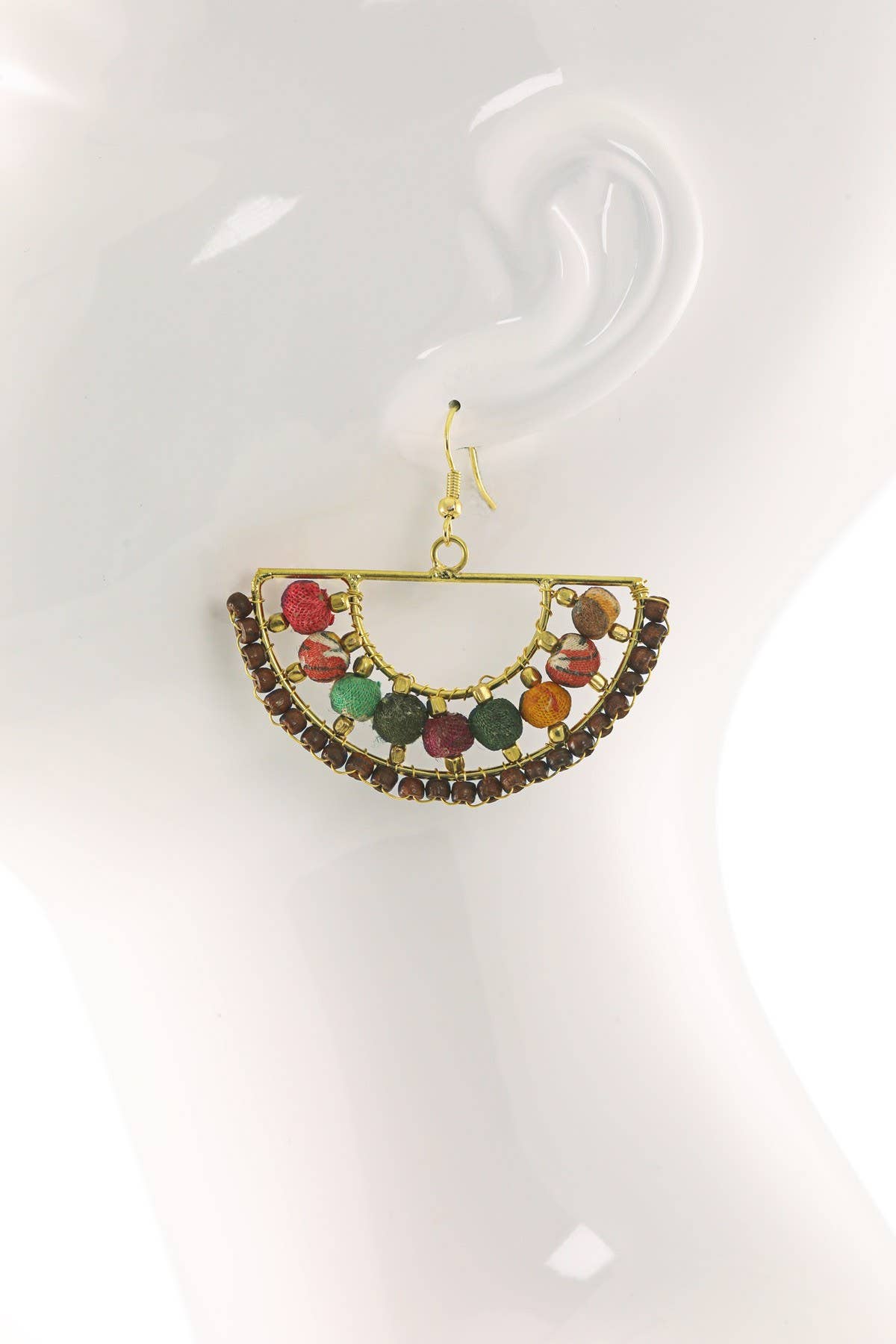 Handmade Fan Shaped Brass Wire Earrings