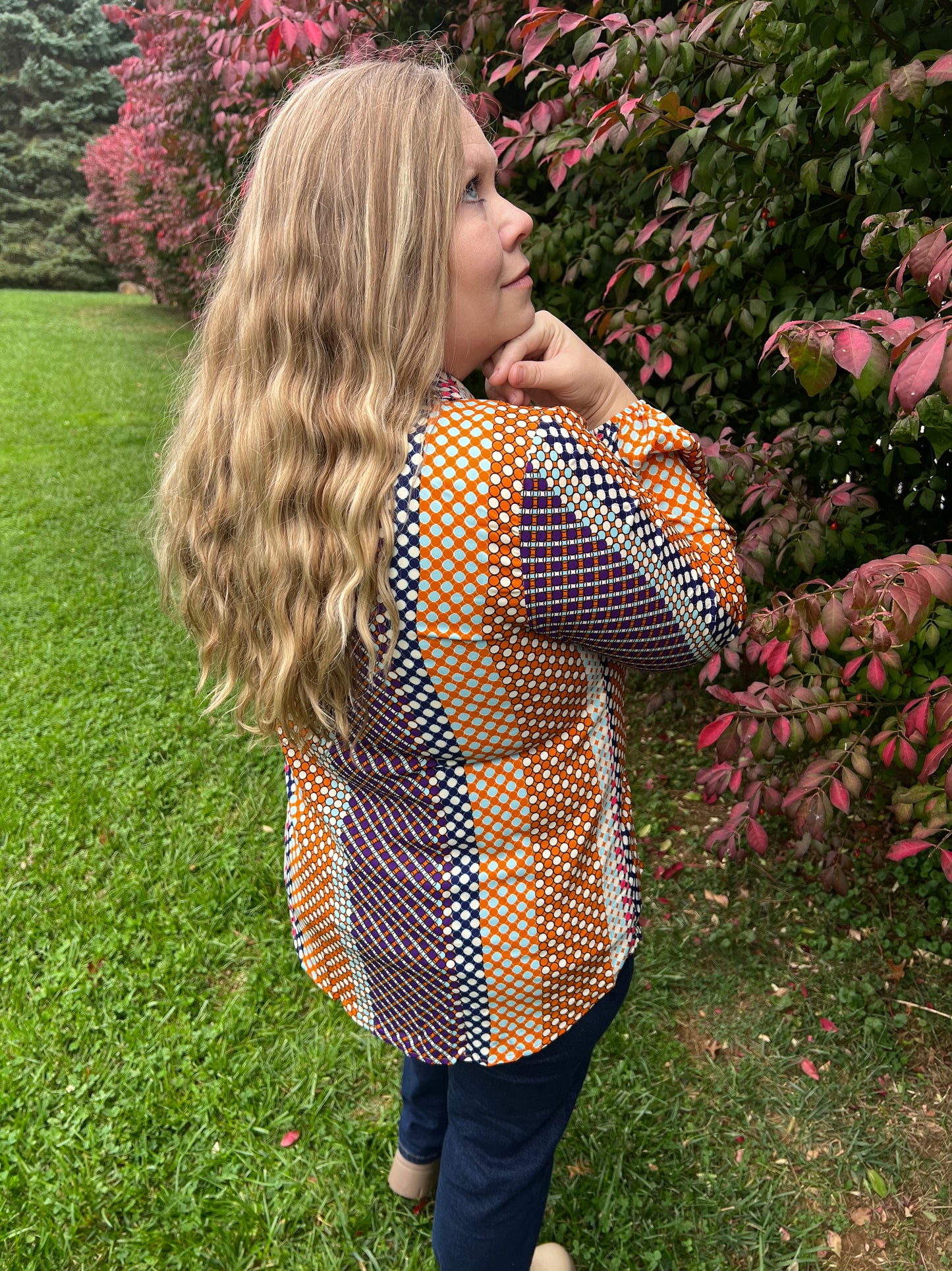 Multi-Color Dotty Vertical Strip Shirt