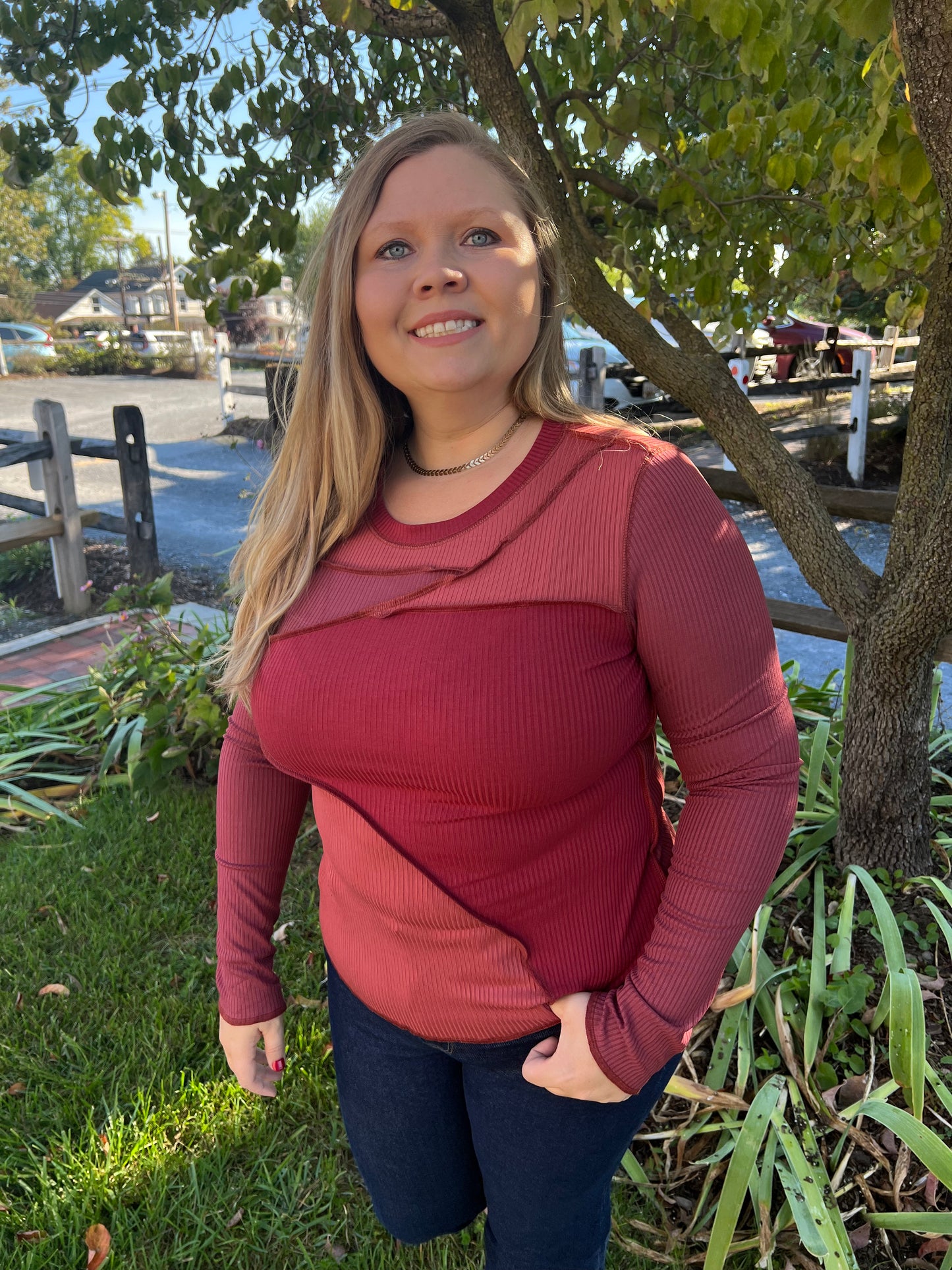 Burgundy Geometric Top