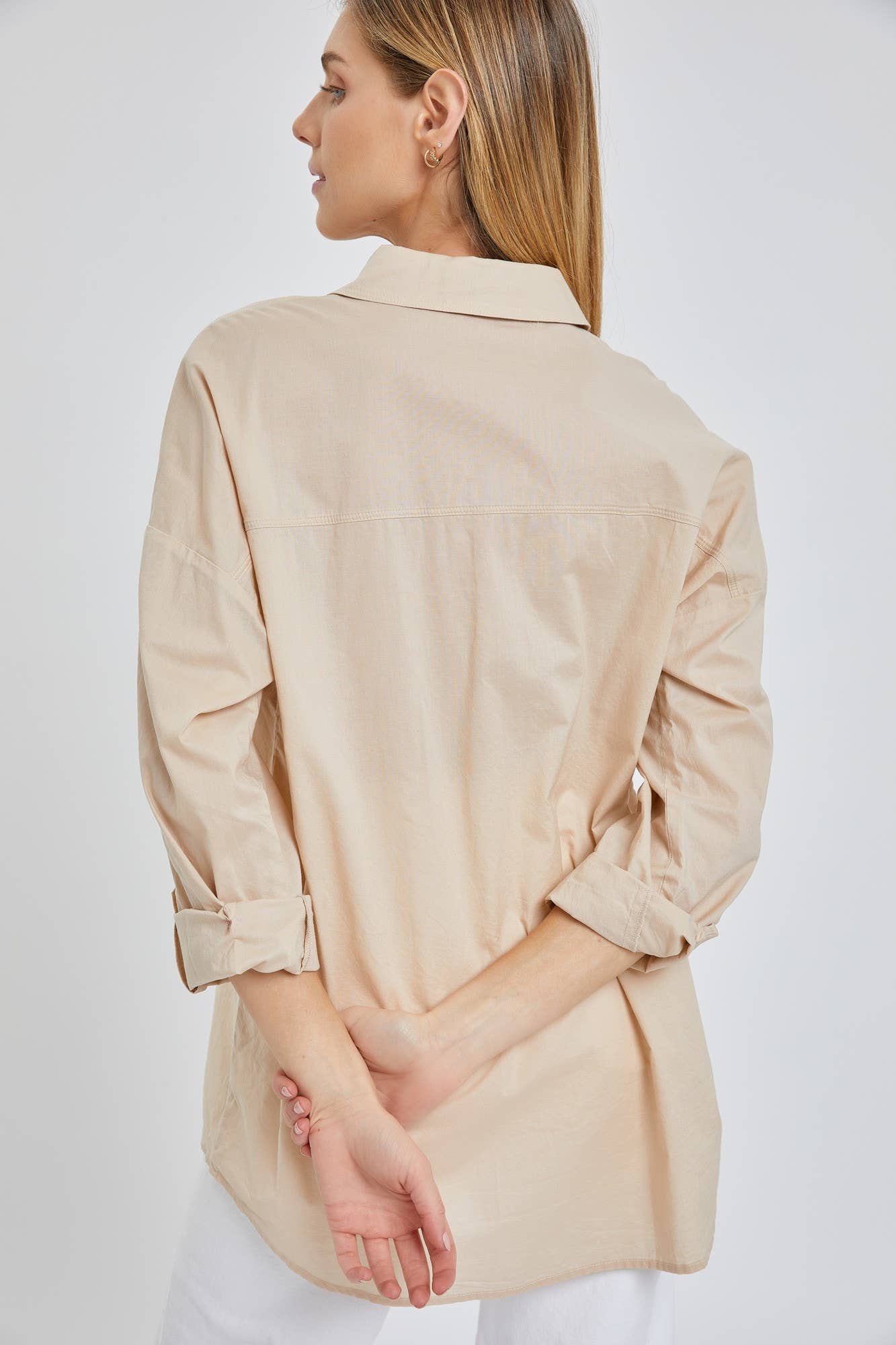 Mirri's Taupe Oversized Poplin Shirt