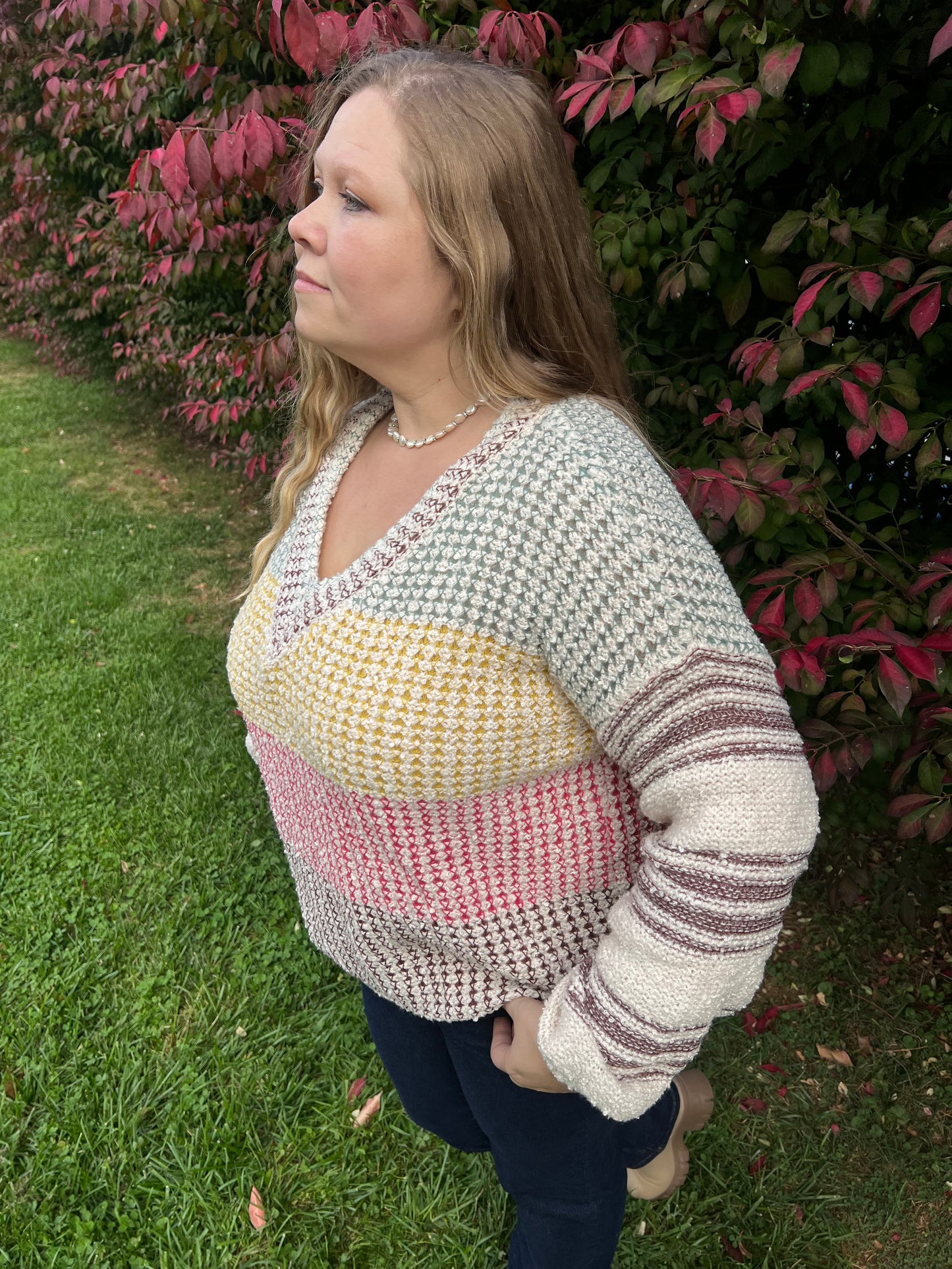 Multi-Color Block Puff Sweater