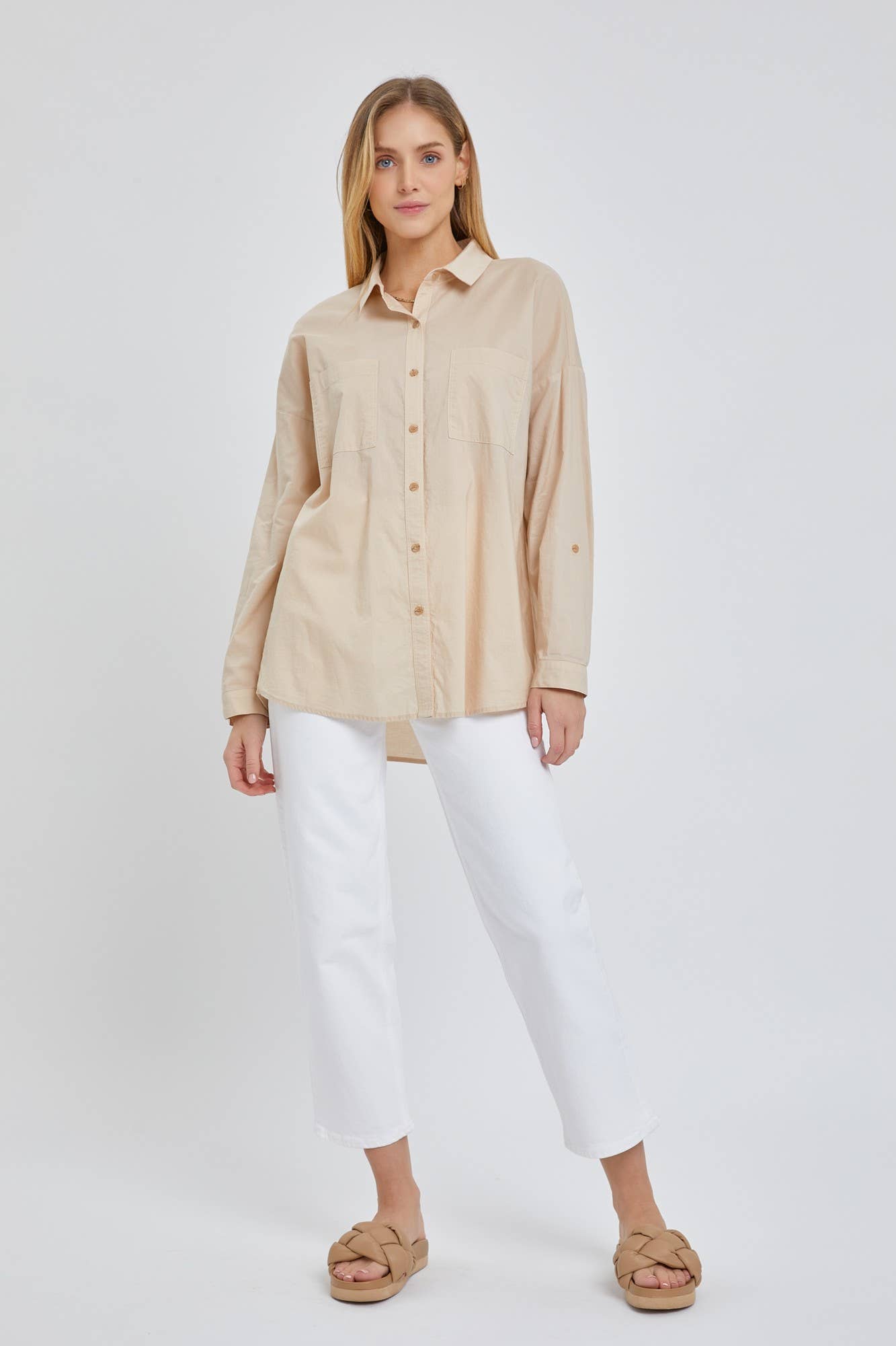 Mirri's Taupe Oversized Poplin Shirt
