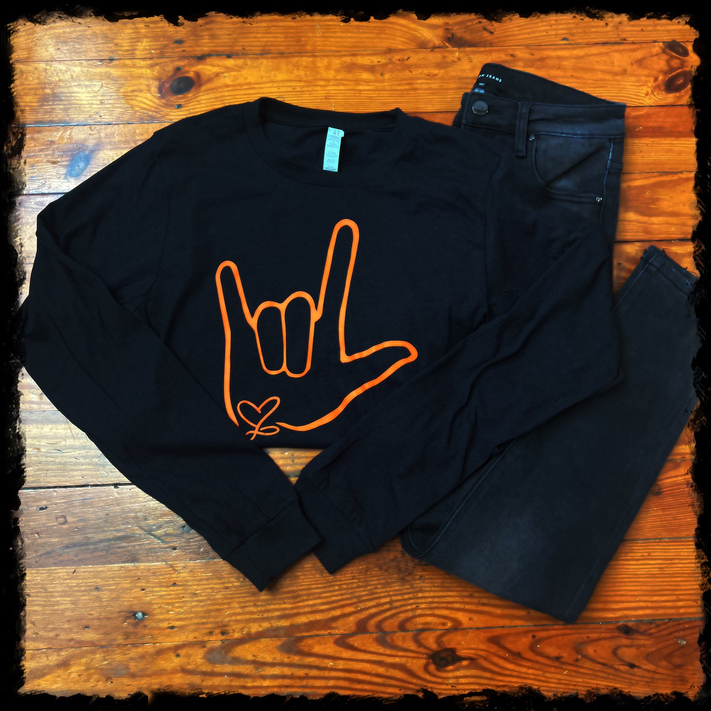 Heather Black/Orange LONG SLEEVE TEE