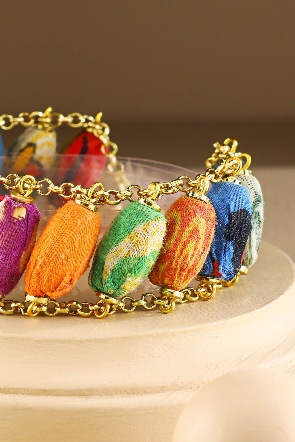 Handmade Fabric Beaded Bracelet