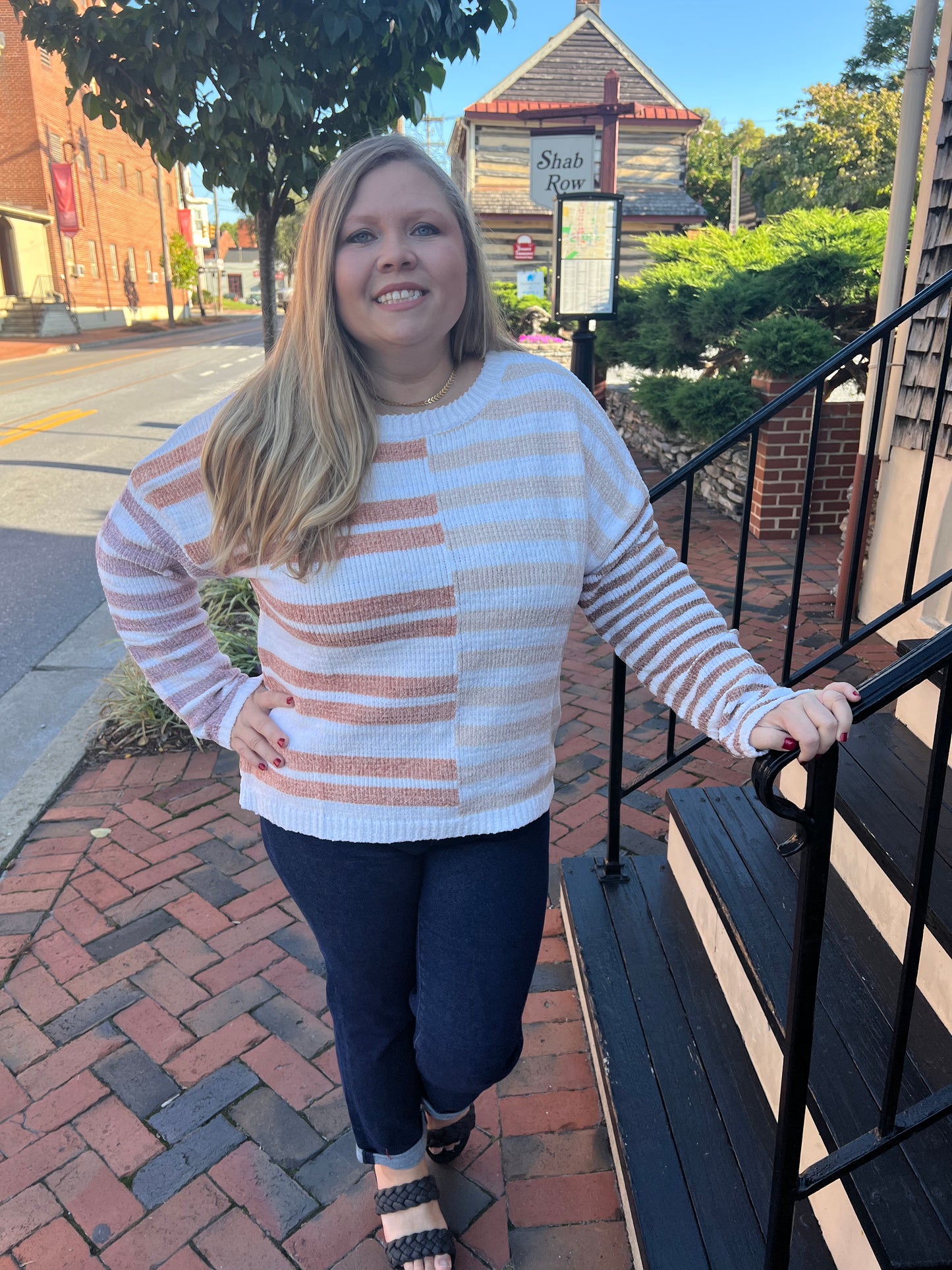 Half Taupe and Cream Sweater