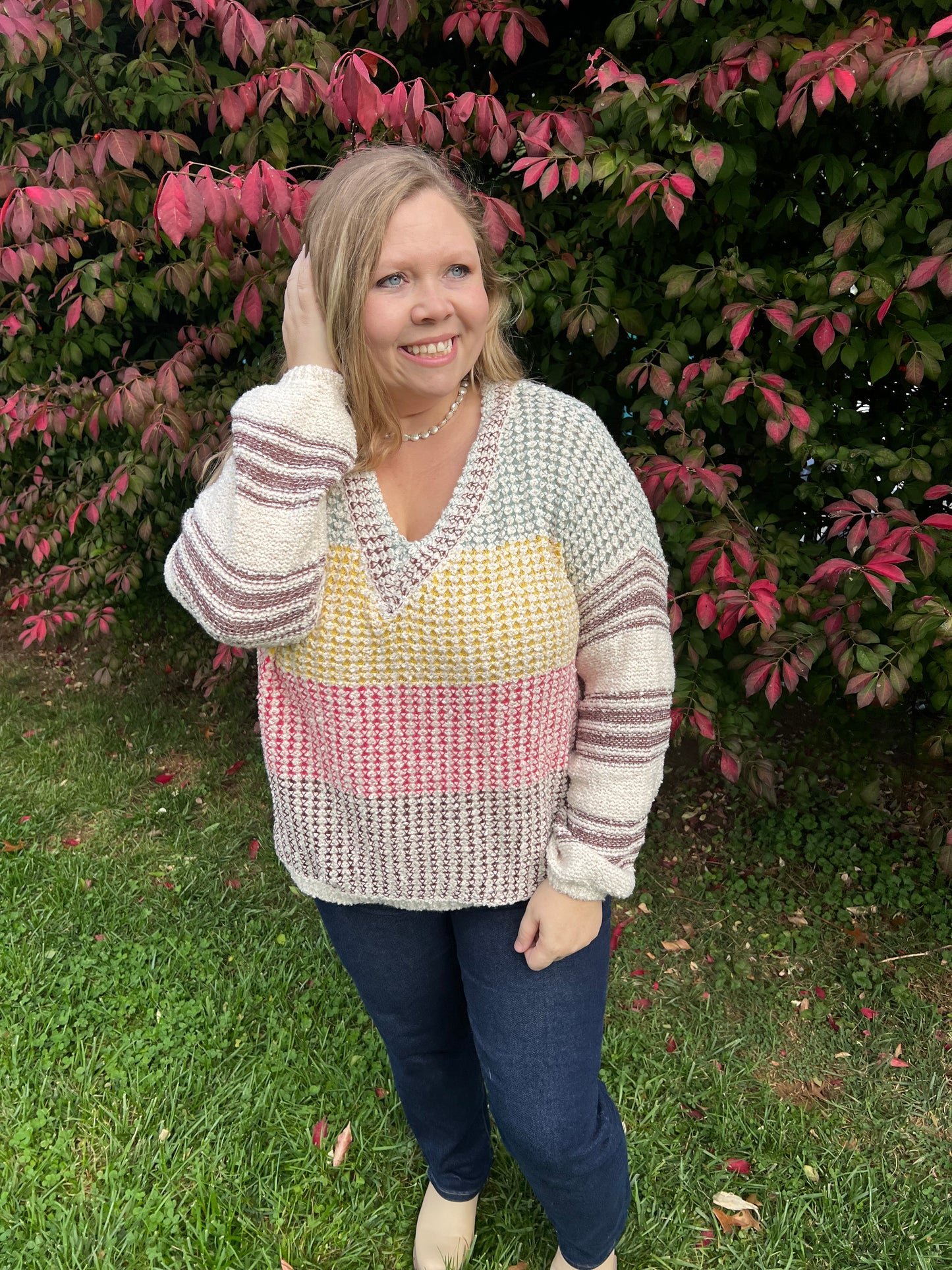 Multi-Color Block Puff Sweater