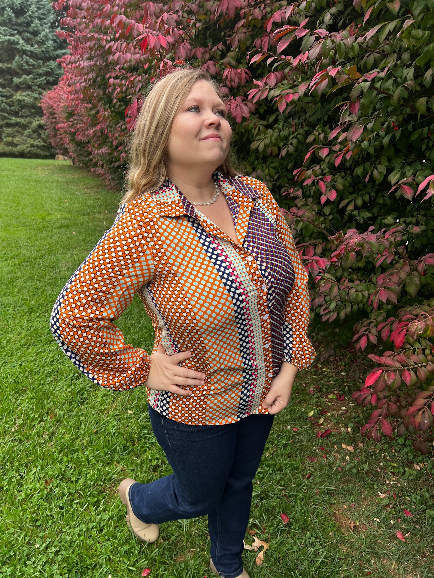 Multi-Color Dotty Vertical Strip Shirt