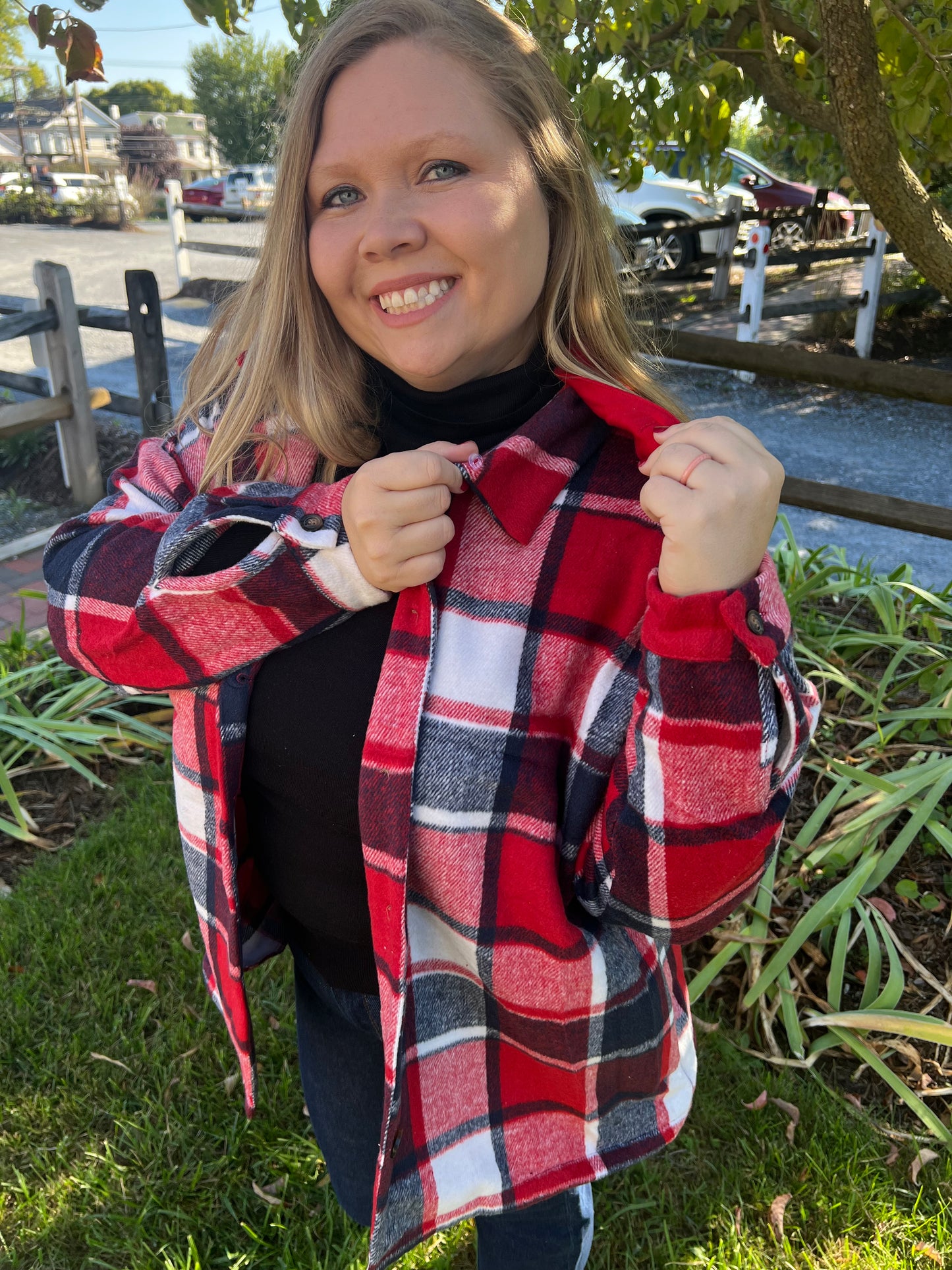 Bright Red Plaid Shacket