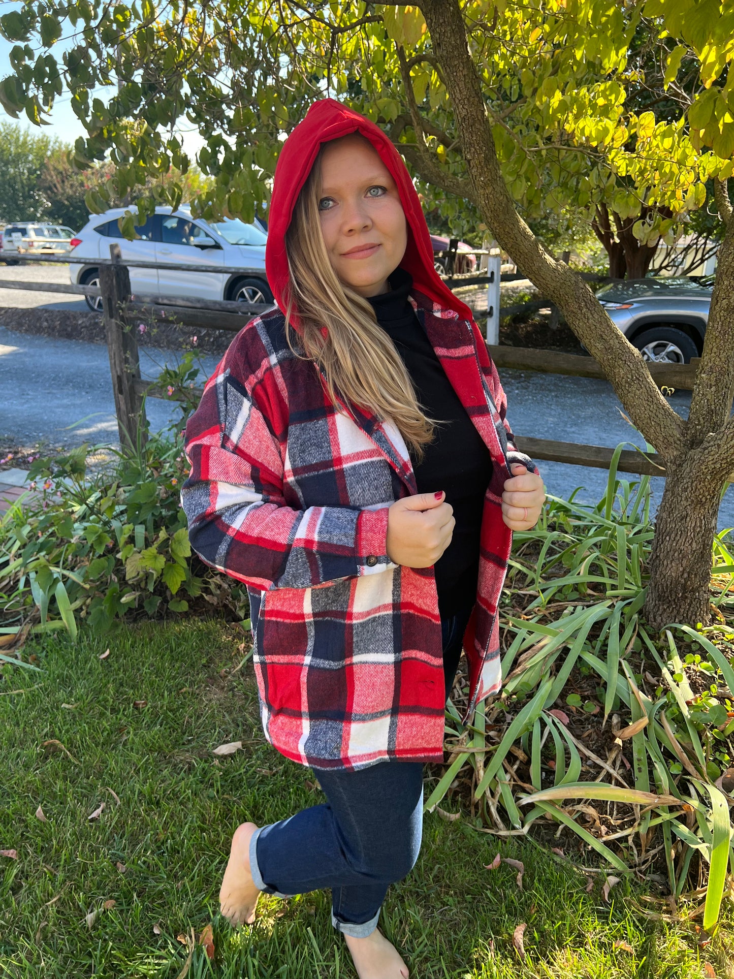 Bright Red Plaid Shacket