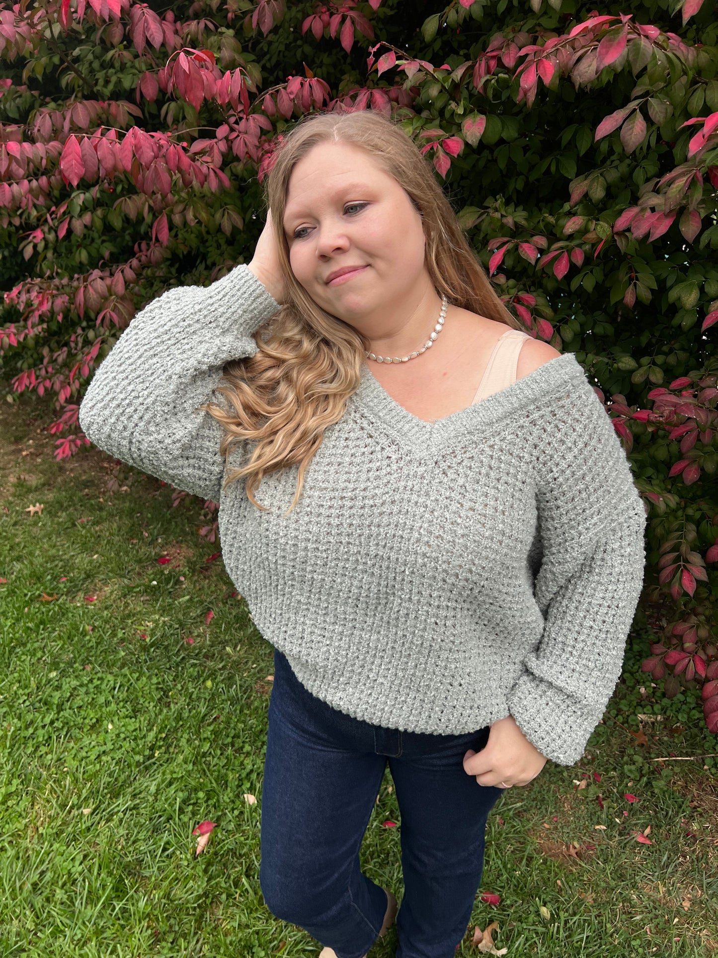 Sage Super Fluffy Waffle Sweater