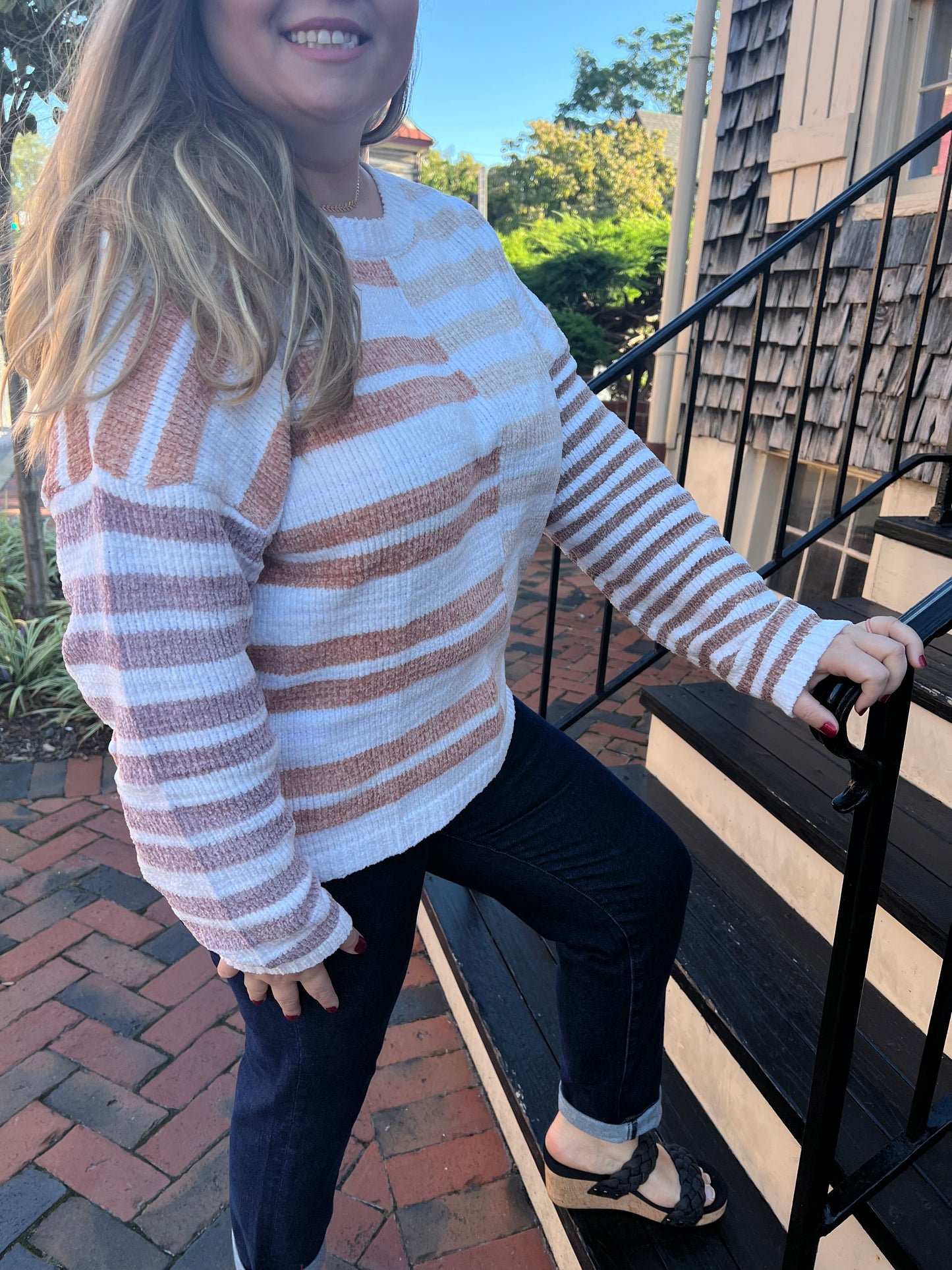 Half Taupe and Cream Sweater