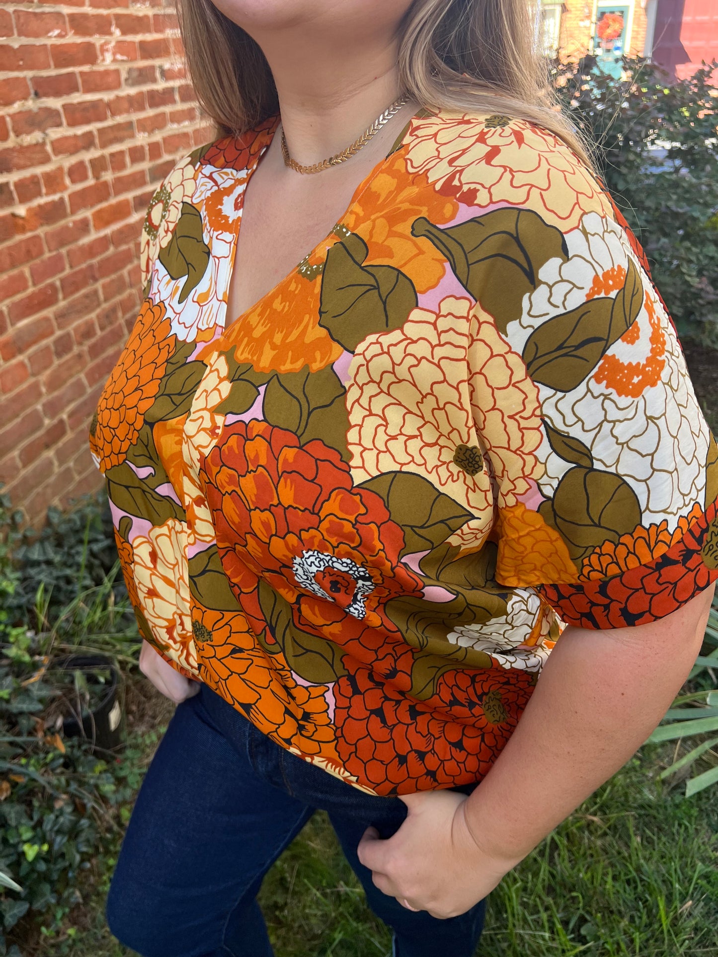 Shades of Orange Mums Top