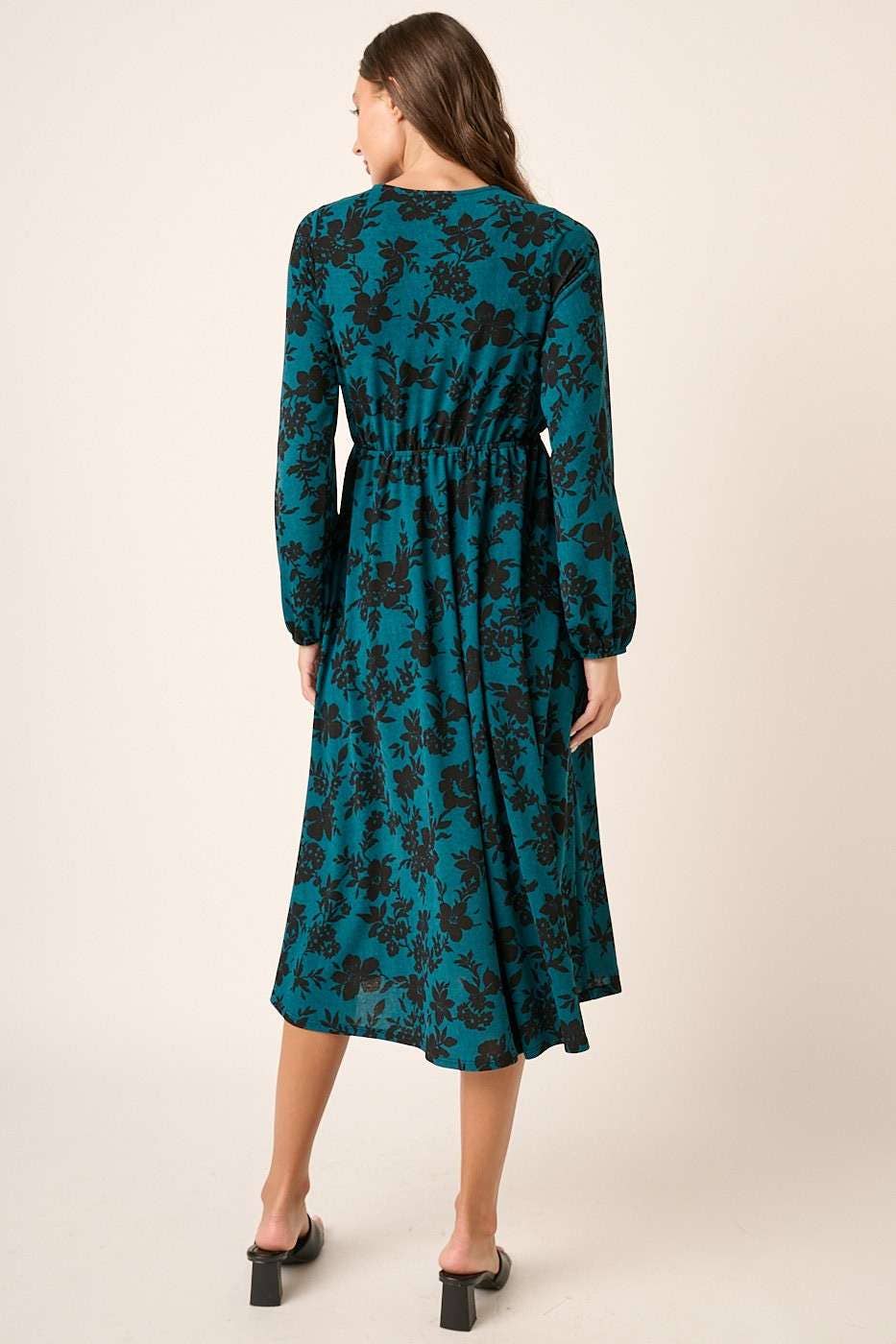 Jovie's Teal Surplice Midi Dress