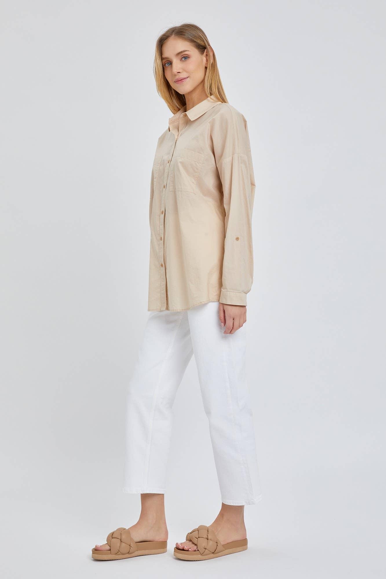 Mirri's Taupe Oversized Poplin Shirt