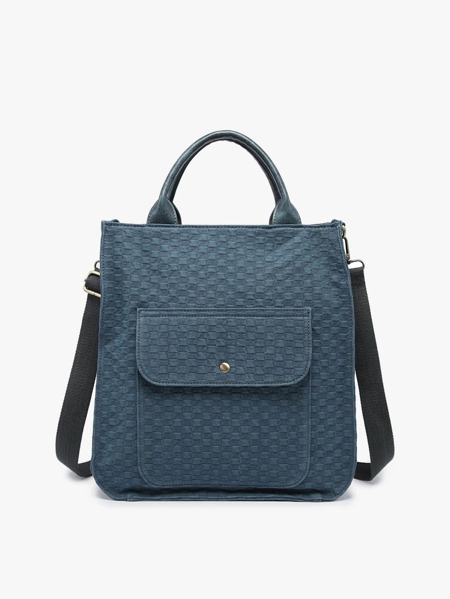 Denim Checkered Tote