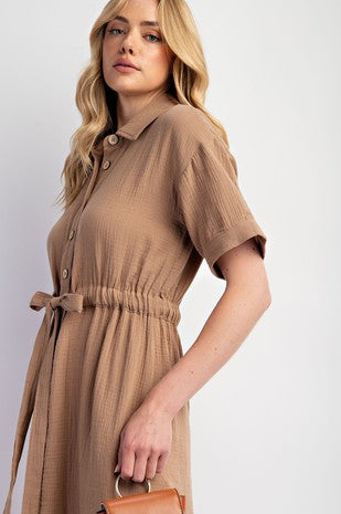 Poppy's Mocha Button Down Dress