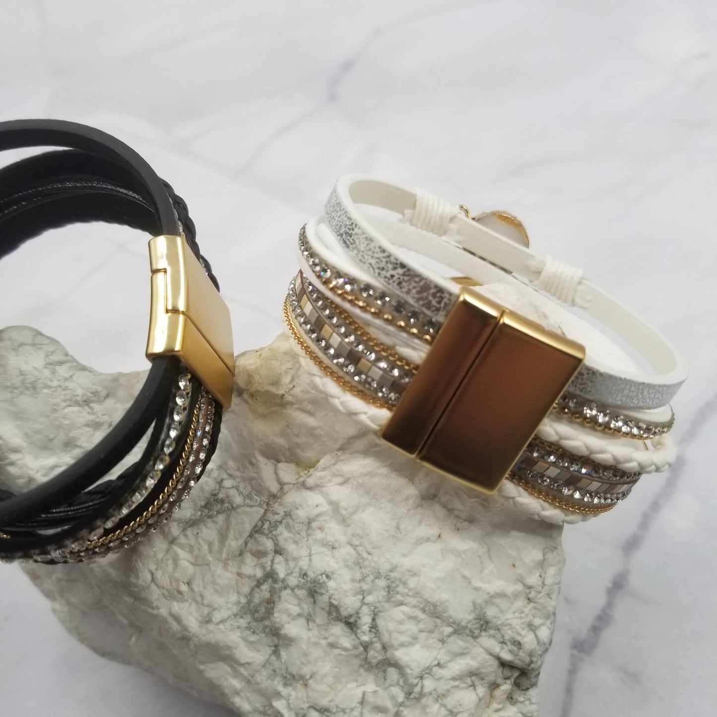 Crystal Heart With Magnetic Snap Bracelet