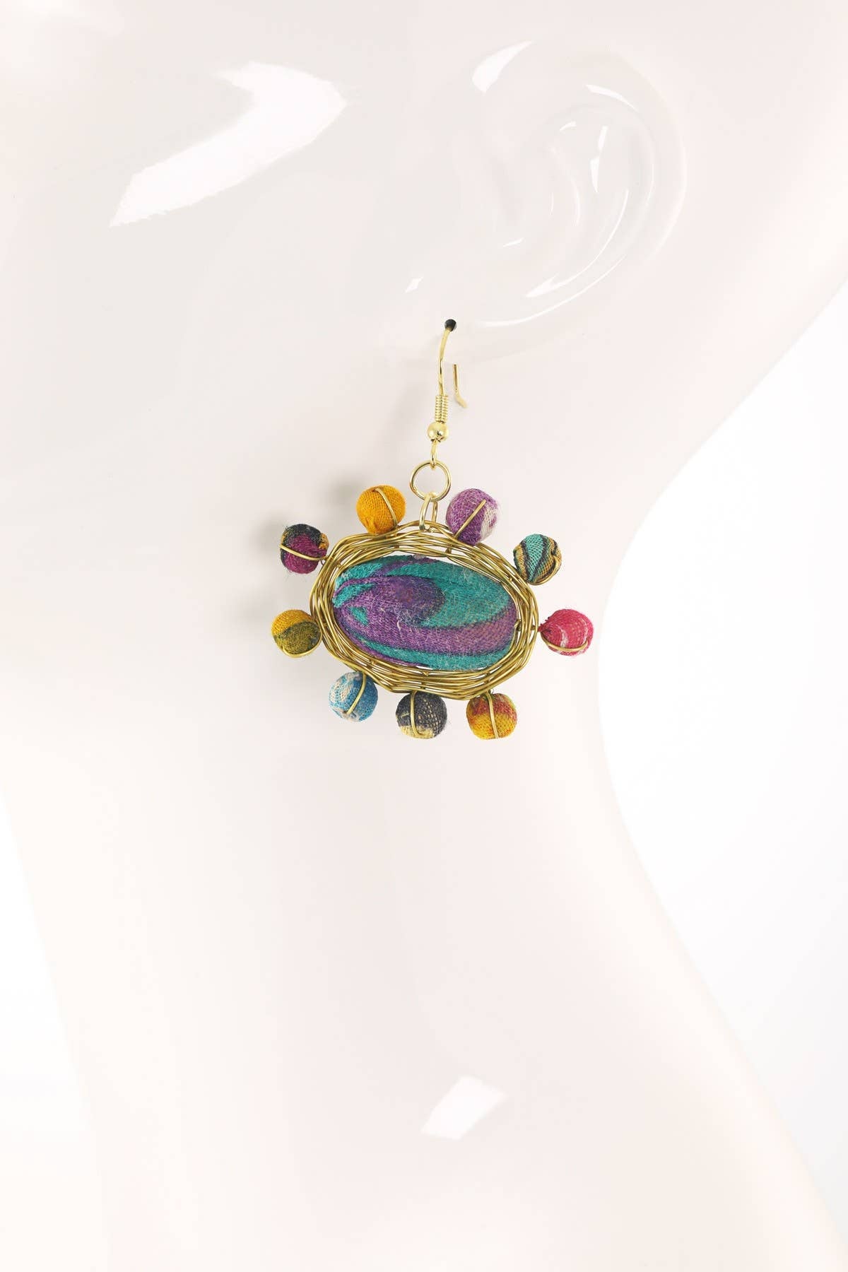 Handmade Oval Cluster Bead Earrings