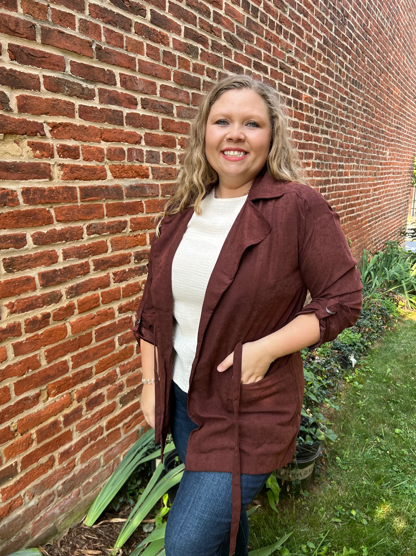 Wine Carmen Trench Jacket