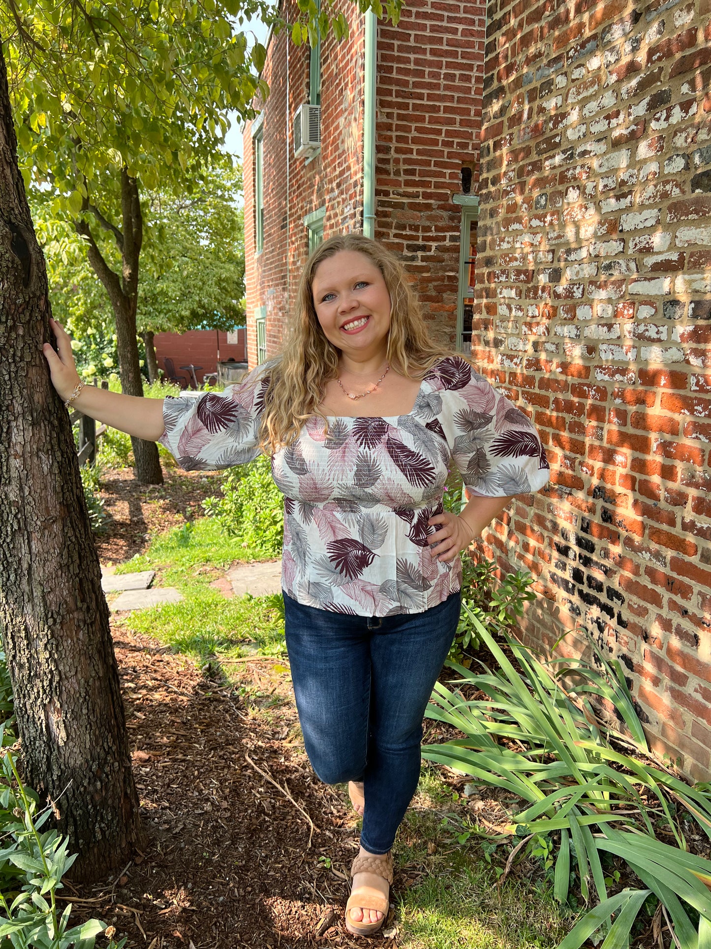 Unique Feather Smocked Top