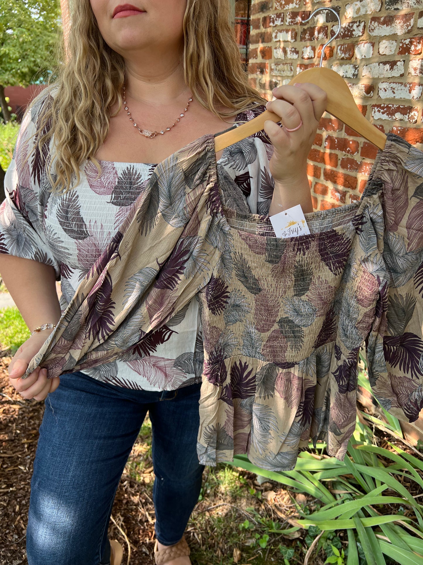Unique Feather Smocked Top
