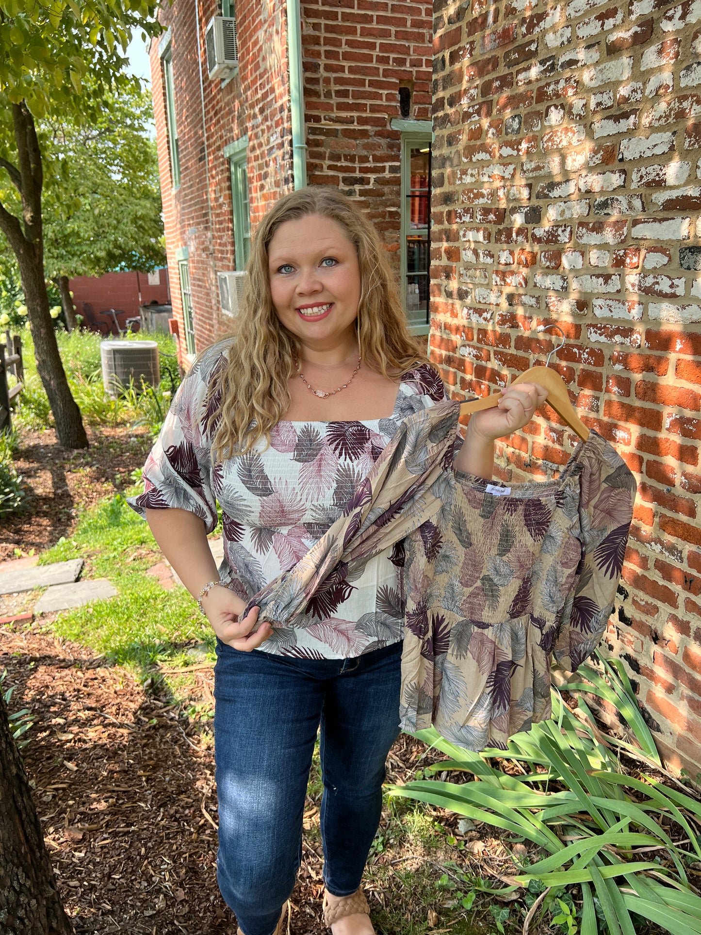 Unique Feather Smocked Top