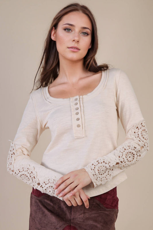 Claire's Cream Lace Trim Solid Knit