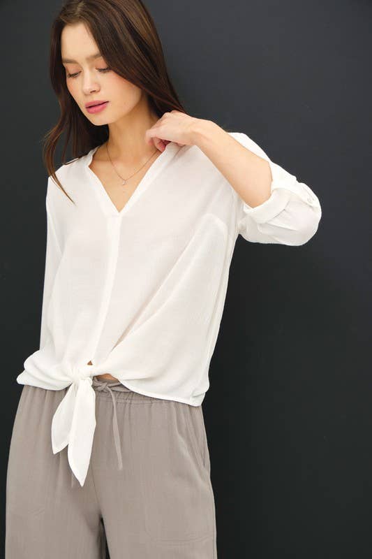 Sandy's Ivory Tie Knot Top