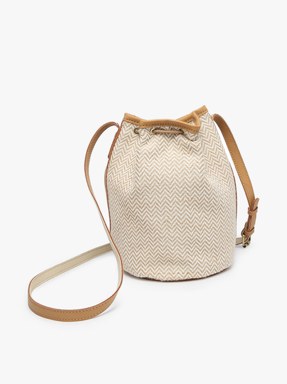 Augusta Woven Bucket Bag w/ Vegan Leather Trim
