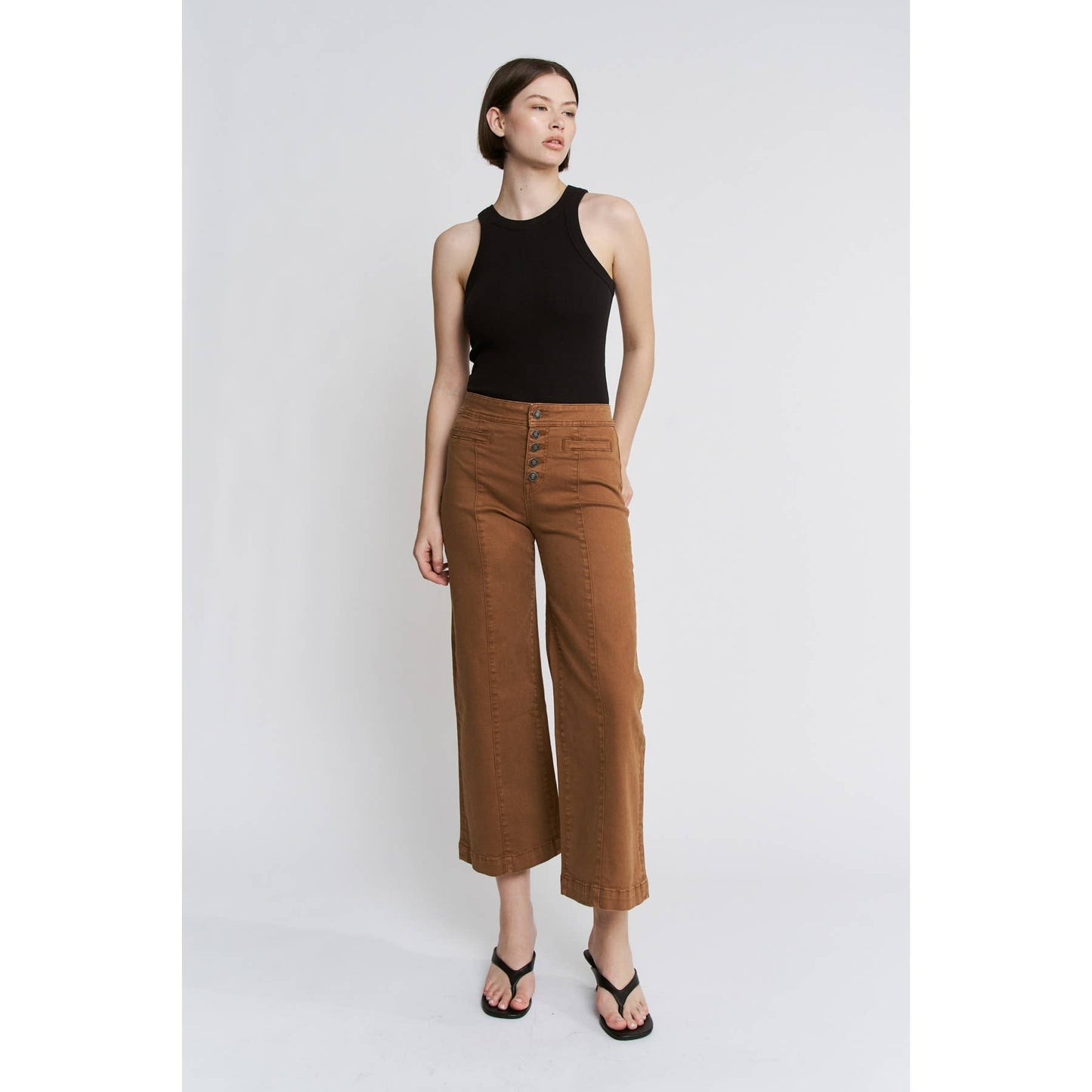 Eliosa's Caramel High Rise Wide Crop Pants